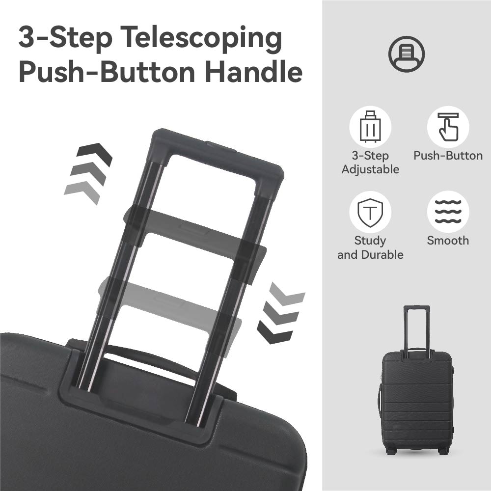 Luggage Sets ABS Hardshell 3pcs Luggage, Lightweight Durable Suitcase sets Spinner Wheels Suitcase with TSA Lock 20''24''28'' Available(Black)