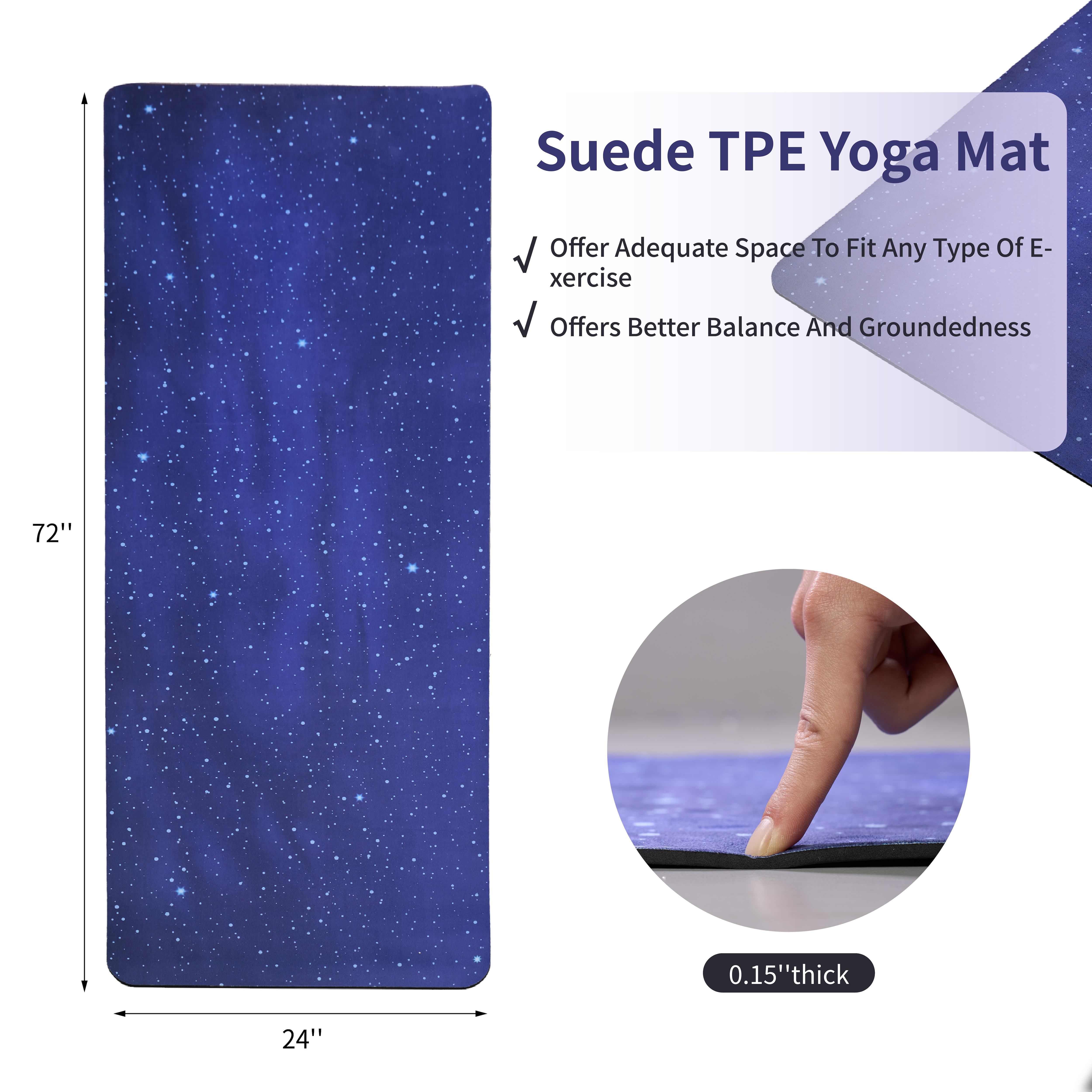 Yoga Mat, Exercise Yoga Mat Print with Non-Slip Design, Professional TPE Exericise Mat, 72