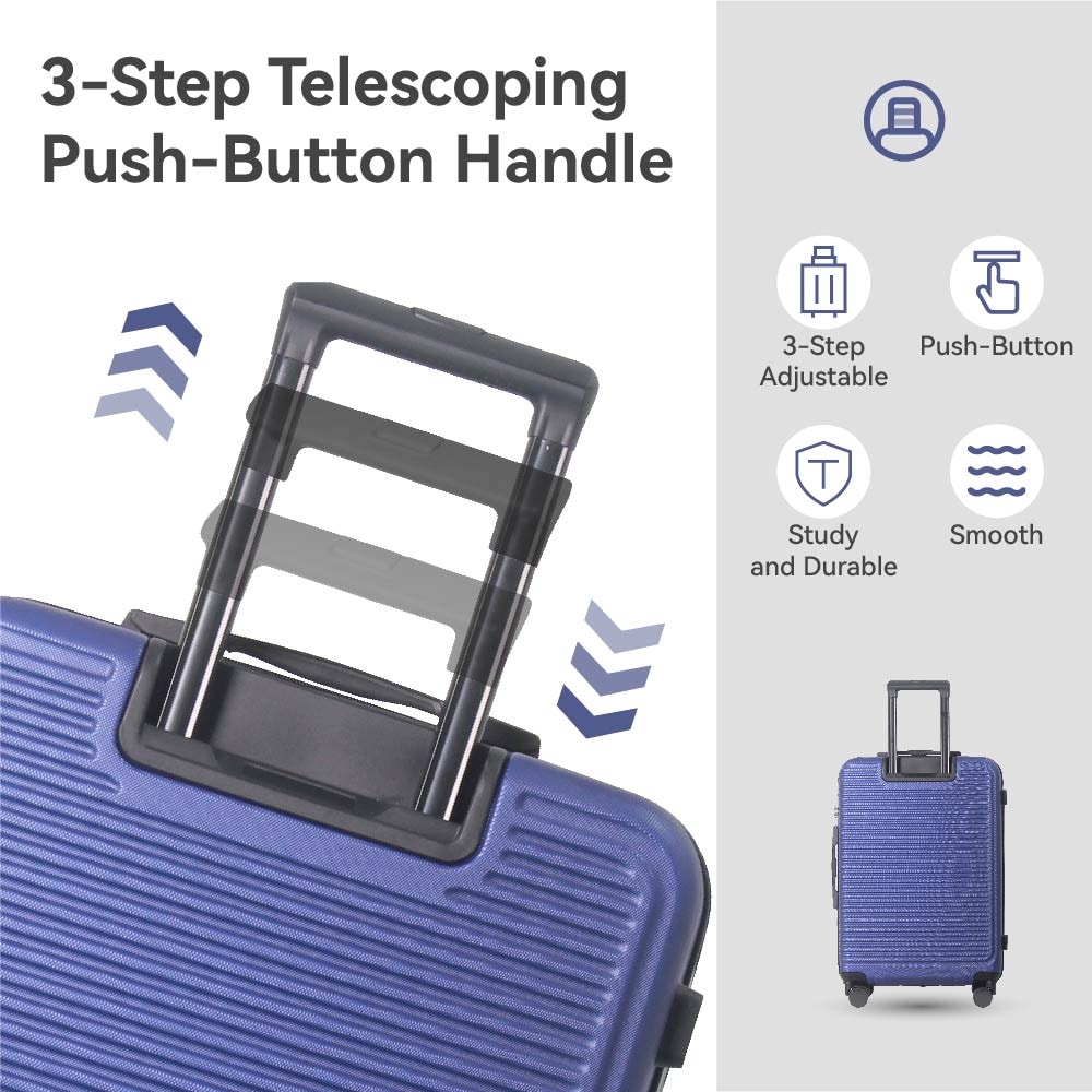 Luggage Sets ABS Hardshell 3pcs Luggage, Lightweight Durable Suitcase sets Spinner Wheels Suitcase with TSA Lock 20''24''28'' Available(Blue)
