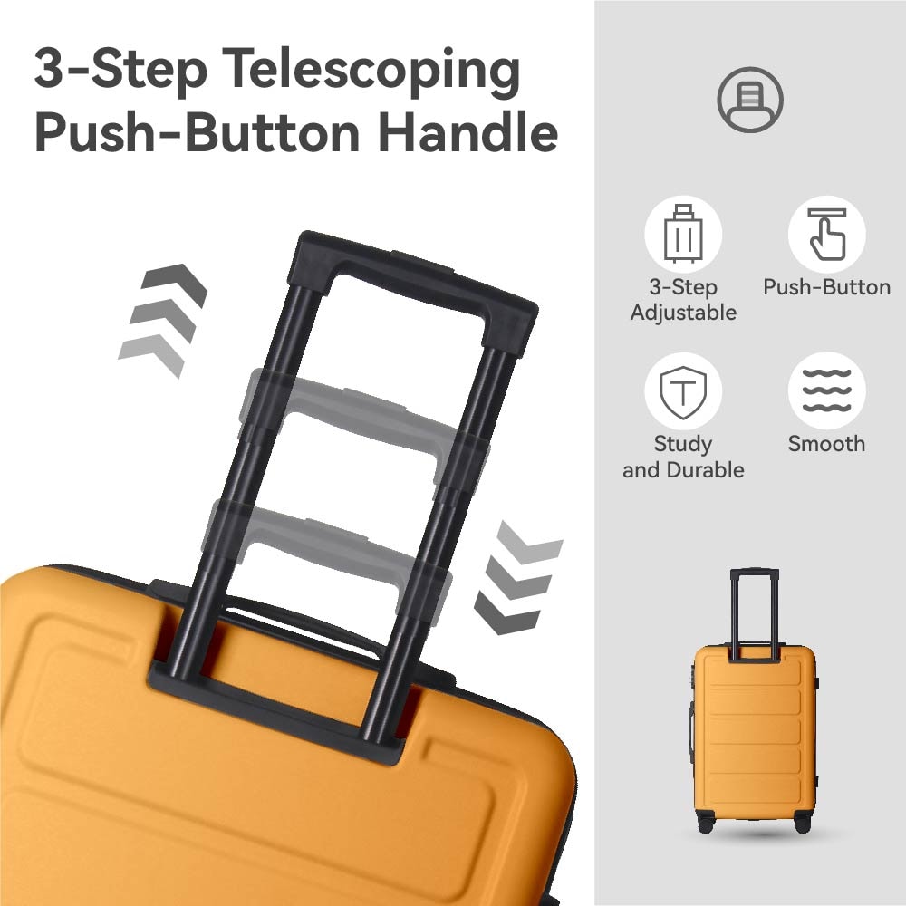 Luggage Sets ABS Hardshell 3pcs Luggage, Lightweight Durable Suitcase sets Spinner Wheels Suitcase 20''24''28'' (Yellow)