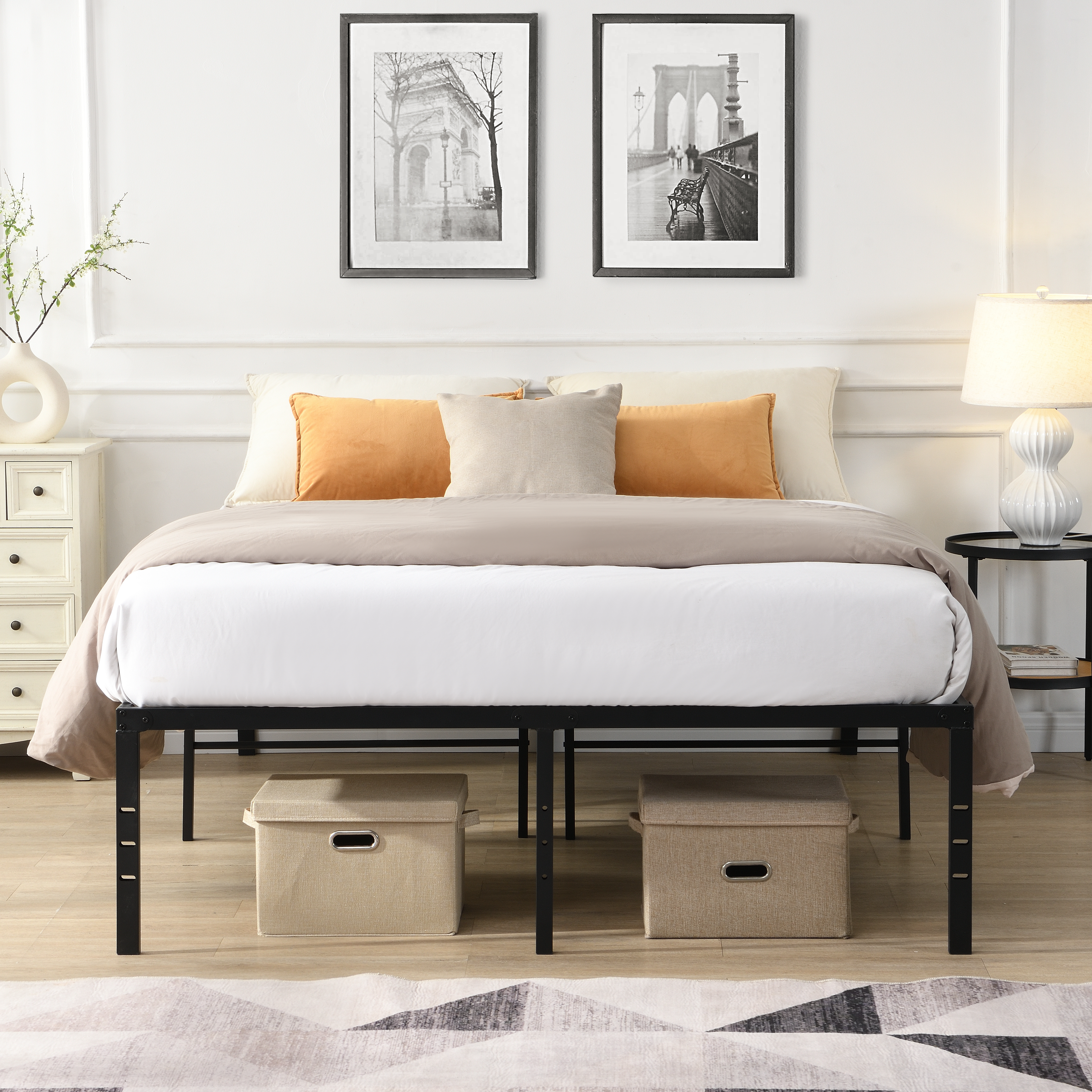 King Size Bed Frame , Heavy Duty Metal Bed Frame , Quick & Easy Assembly, No Noise, Black