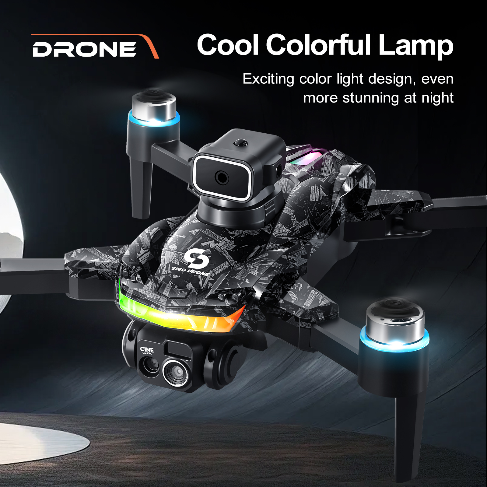 S160 MAX Drone with Screen/Standard Remote, EIS Dual Camera, 90° Adjustable Angle, Auto Obstacle Avoidance, LED Lights, Brushless Motor, Built-in Screen Quick Transfer, Gift for Kids Adults.