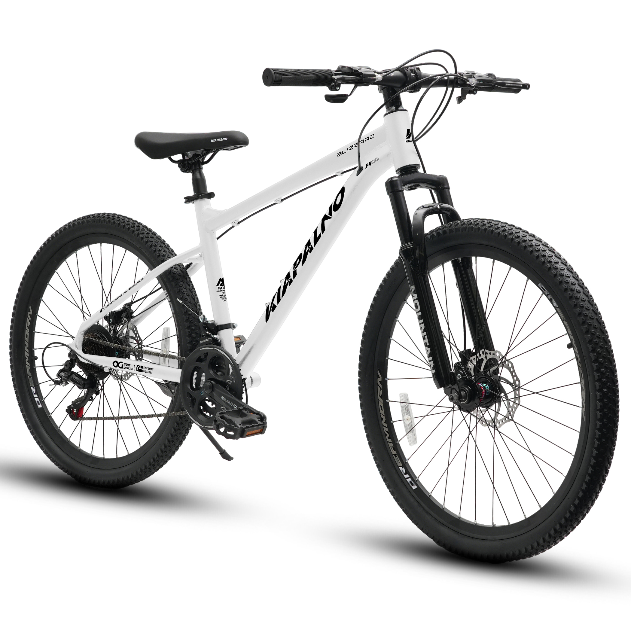 A26317 KIAPALNO 26 Inch All-Terrain Mountain Bike with Disc Brakes 21-Speed Drivetrain & Durable Carbon Steel Frame Ideal for Men and Women, Perfect for Trail Riding and Touring