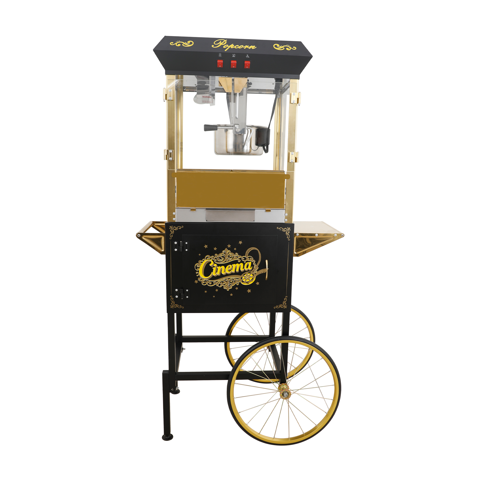 16Oz Commercial Popcorn Machine With Cart, Vintage Red Popcorn Maker