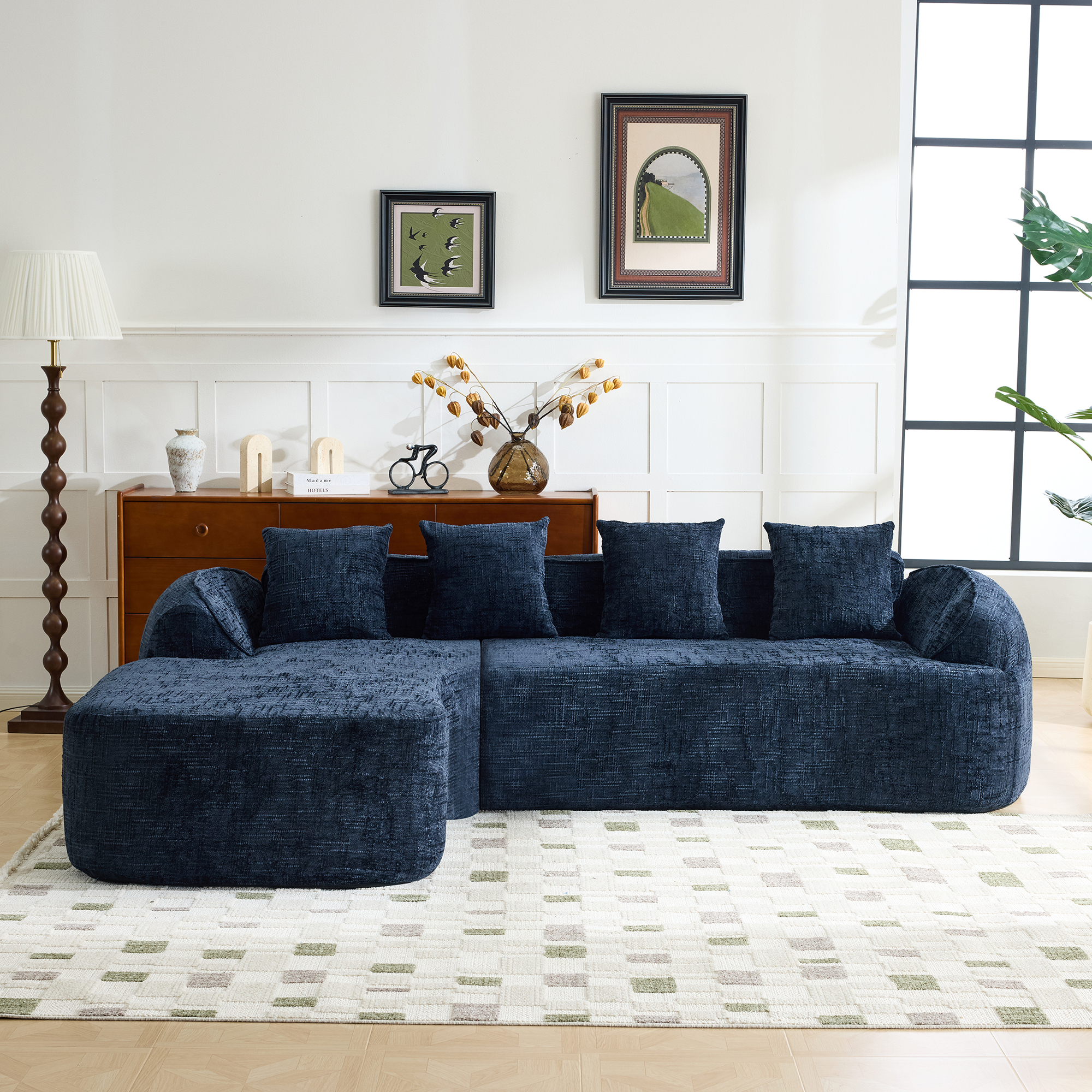 Modular Foam+Spring Dark Blue Sofa -  - Perfect for Patio, Lawn, Poolside & Garden