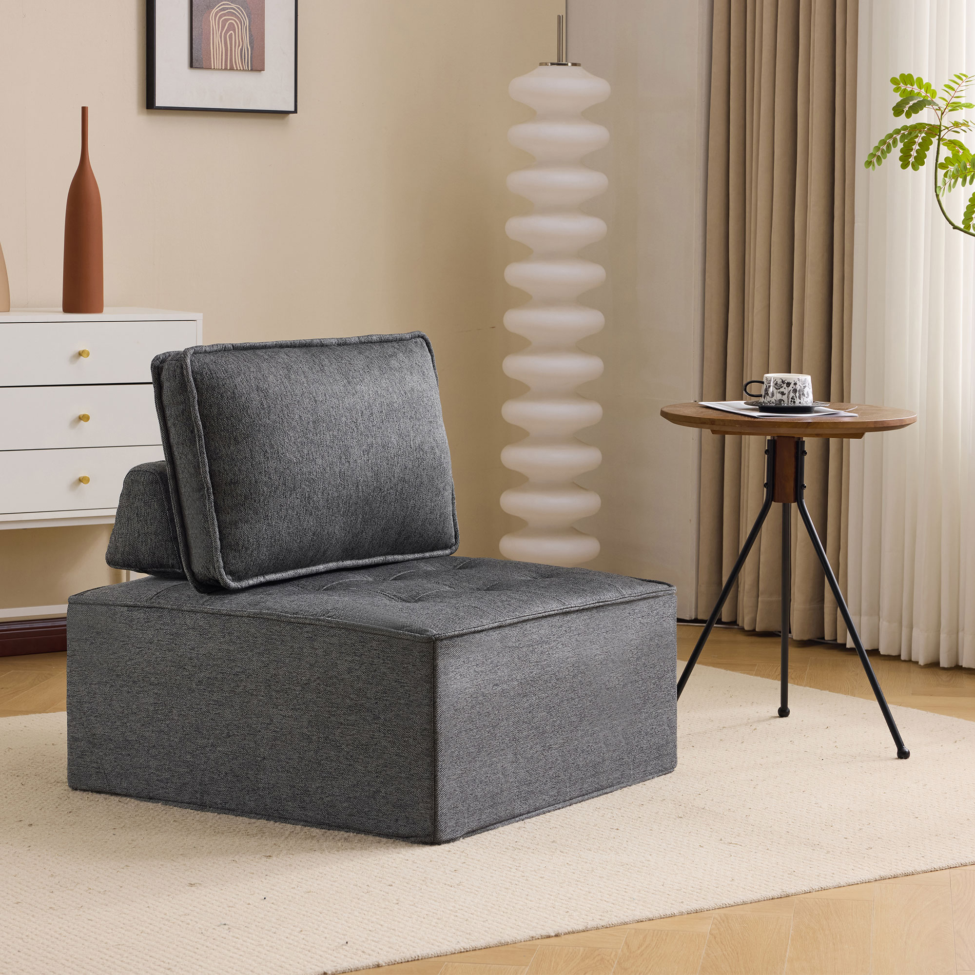 Modular Wood+Fabric DARK GREY Sofa -  - Perfect for Patio, Lawn, Poolside & Garden
