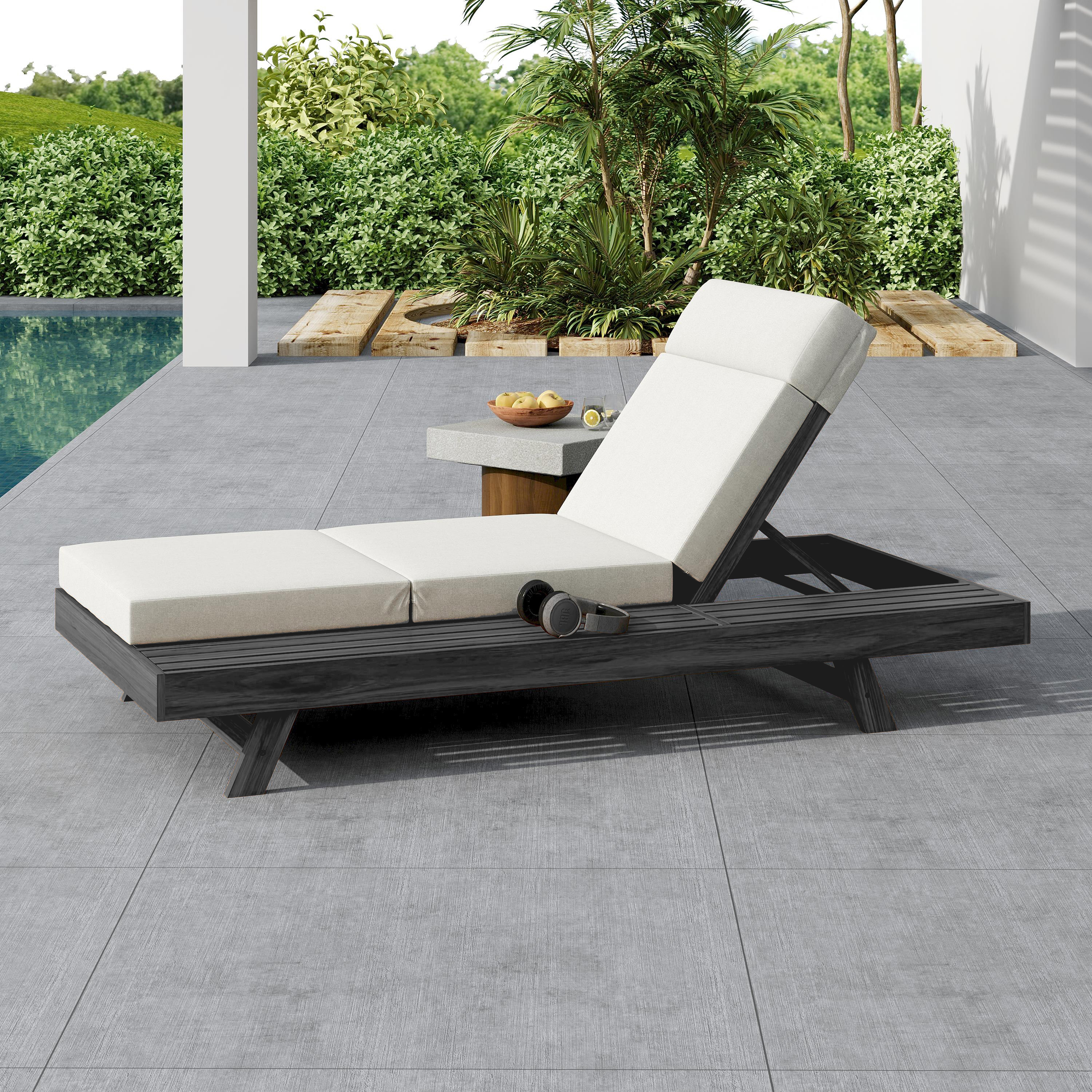 Chaise Lounge Cushion - Standard Size , Black,Cream - Water-Resistant Fabric with Foam Padding, Replacement Cushion for Outdoor Patio Furniture