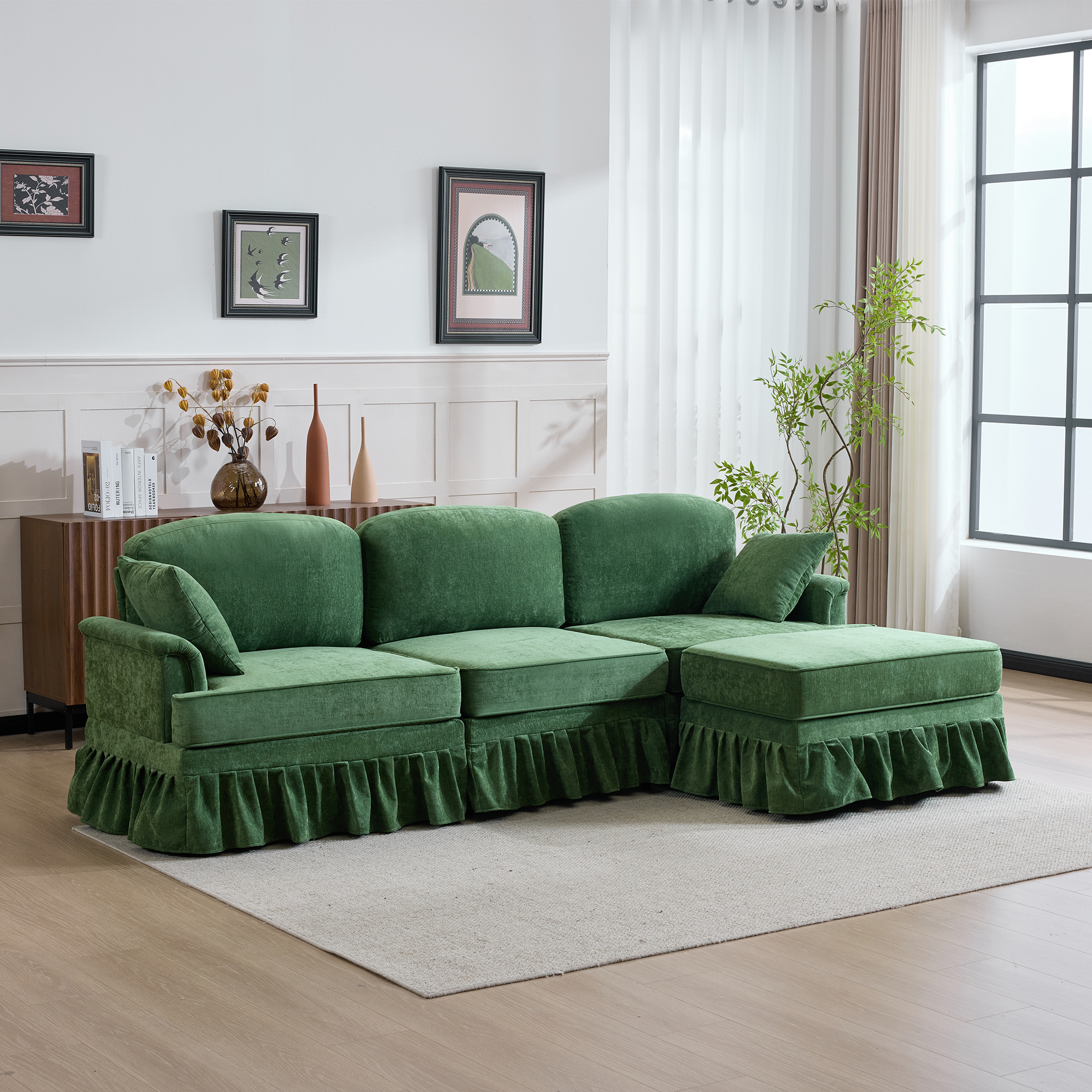 Foam+Spring,Wood Green Outdoor Seating -  - Perfect for Patio, Lawn, Poolside & Garden