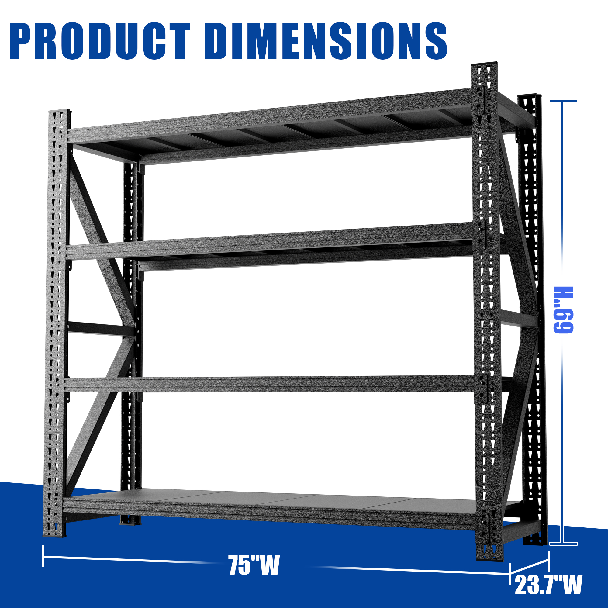Heavy Duty Garage Shelving 6000LBS, Extra Wide Metal Adjustable Shelves (69