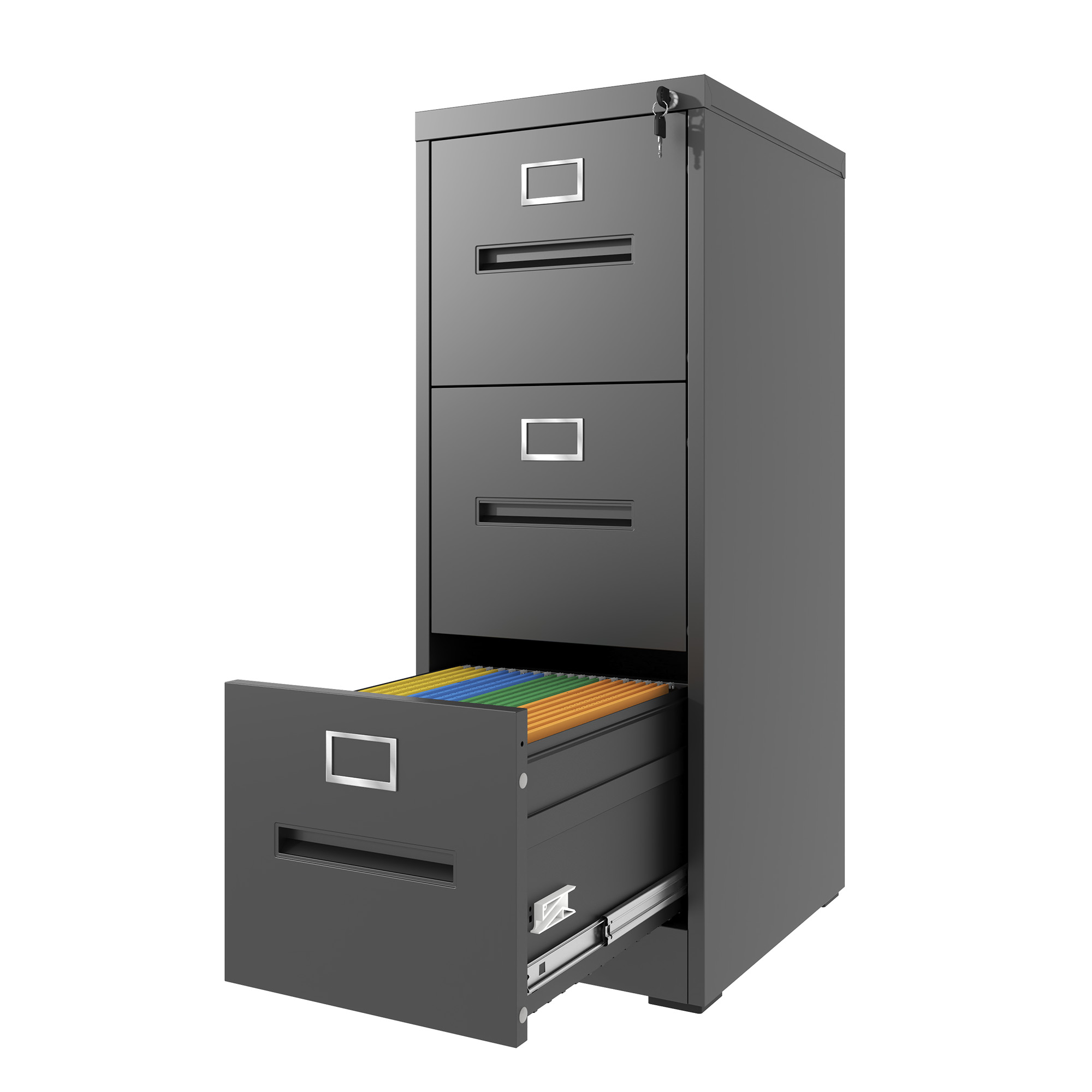 3 Drawer File Cabinet with Lock Metal Vertical File Cabinet Office Home, A4 Legal/Letter Size Narrow File Cabinet Locked,Assembly Required