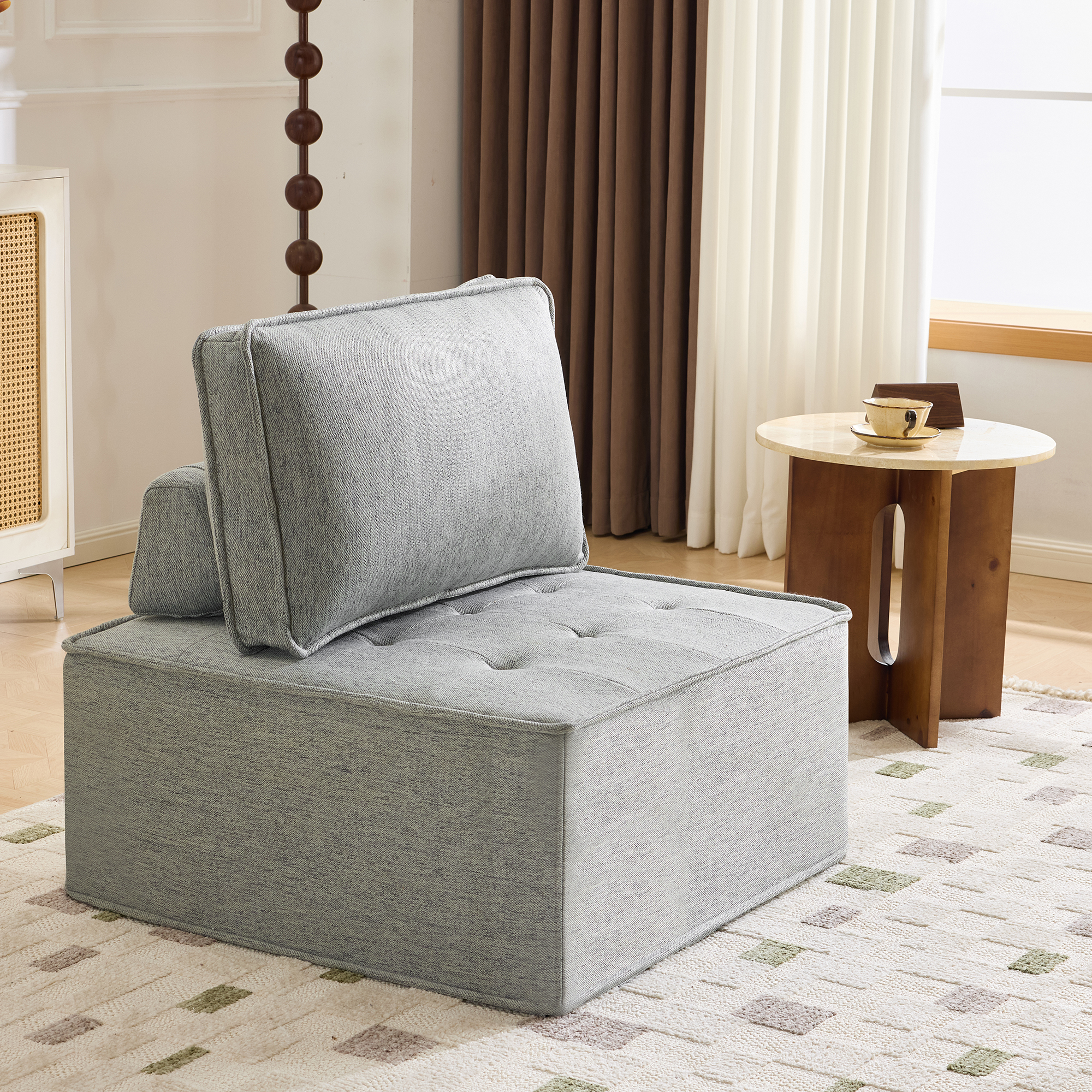 Modular Wood+Fabric LIGHT GREY Sofa -  - Perfect for Patio, Lawn, Poolside & Garden