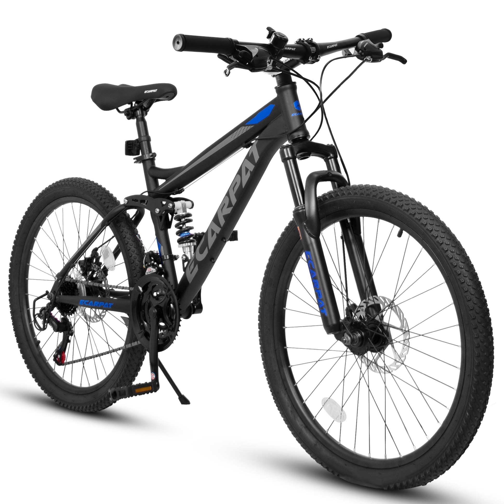 A2760 27.5 Inch Full Suspension Mountain Bike, Front and Rear Dual Shock Absorbers, Mechanical Disc Brakes, 21-Speed,...