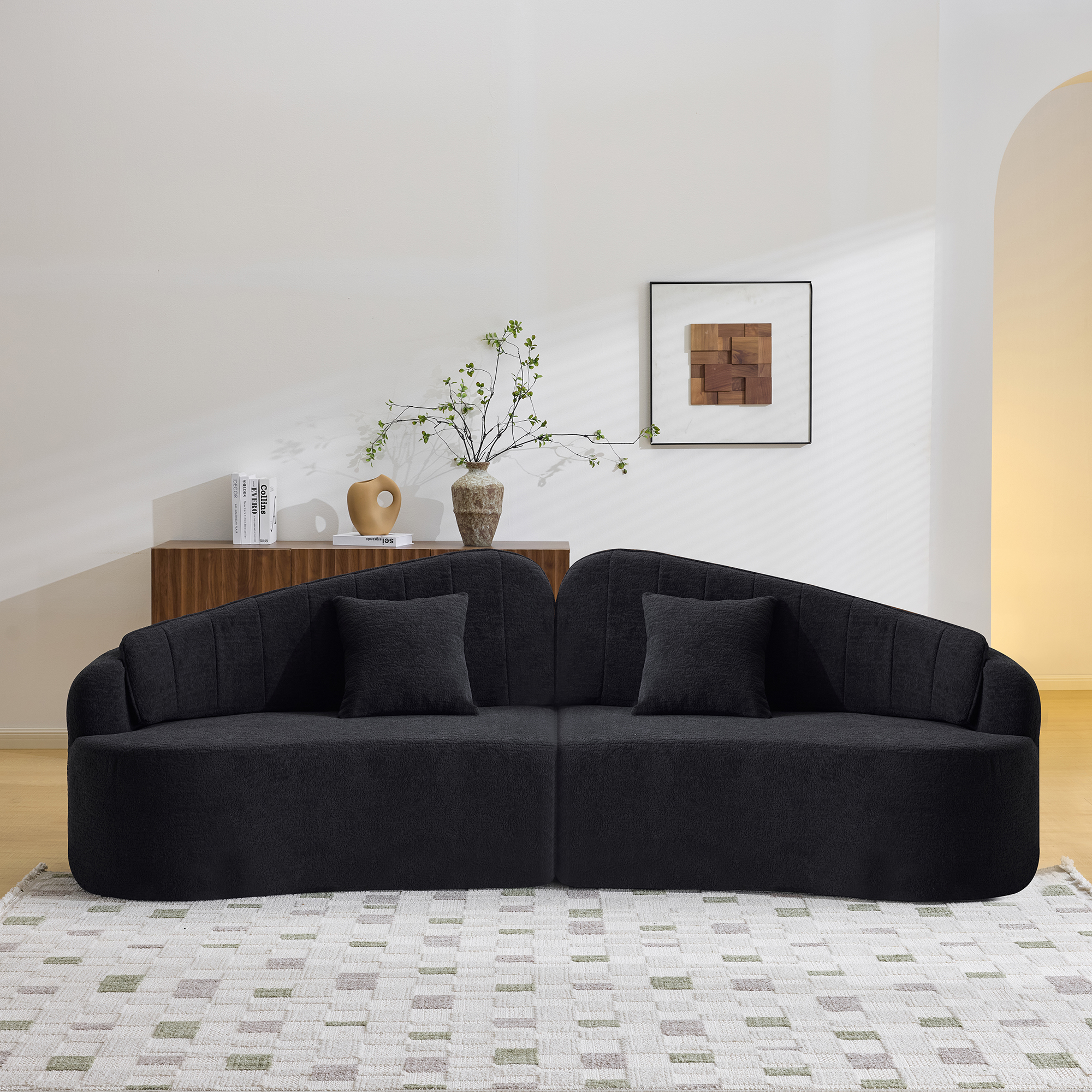 Modular Foam+Spring Black Sofa -  - Perfect for Patio, Lawn, Poolside & Garden