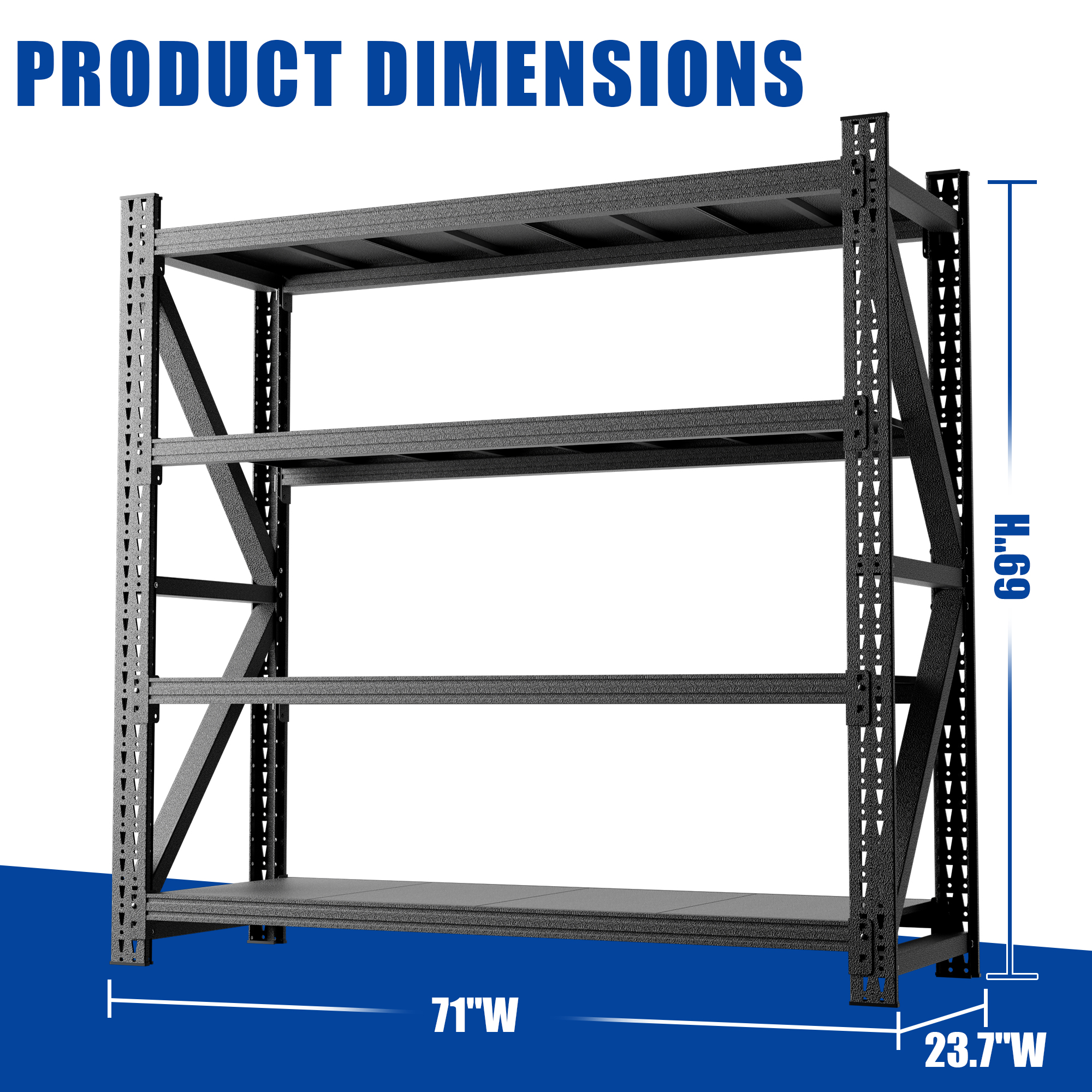 5000LBS Industrial Shelving for Warehouse, Heavy Duty Metal Adjustable Garage Shelves (69
