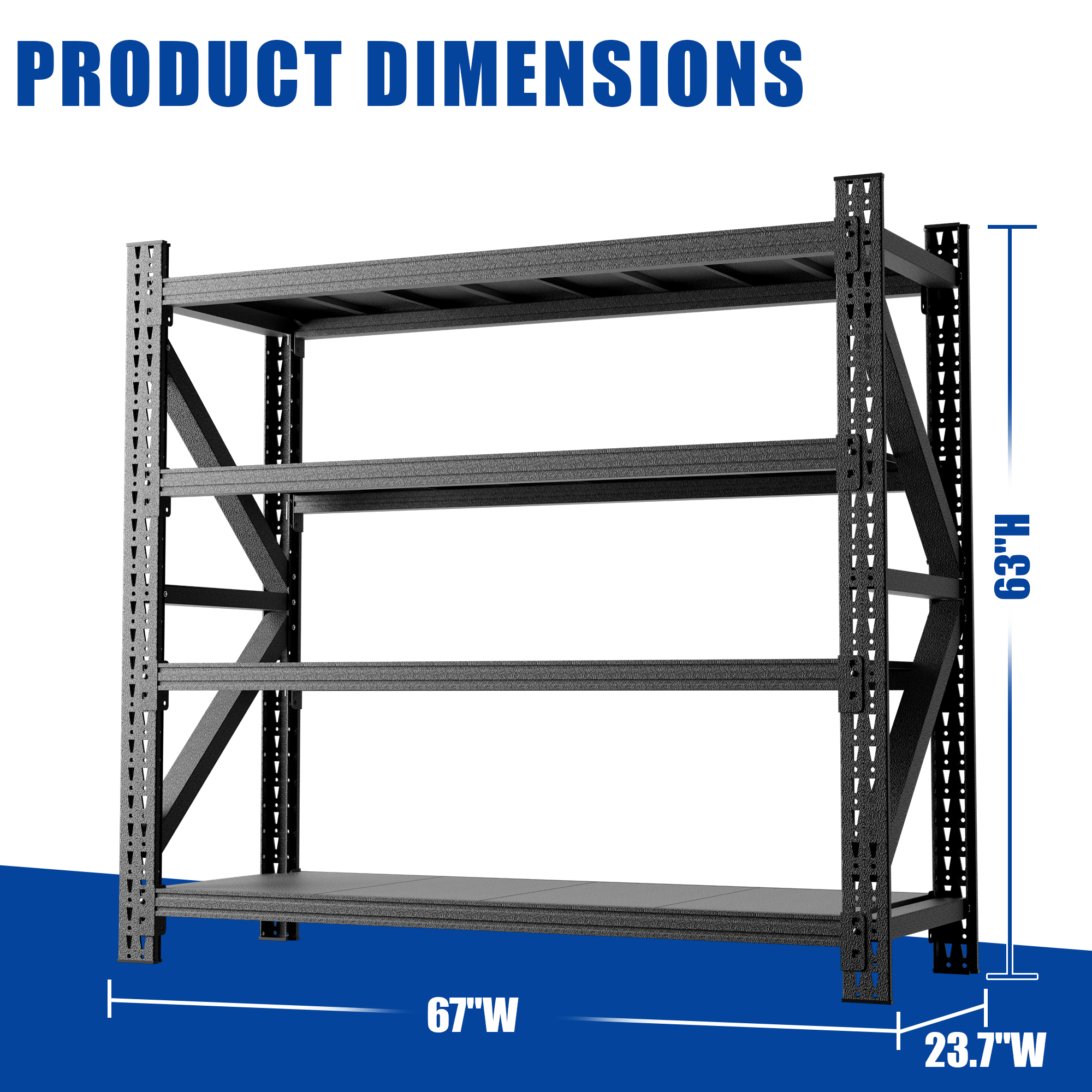 5000 lbs Heavy Duty Garage Shelving, 4-Shelf Adjustable Metal Storage Unit (63