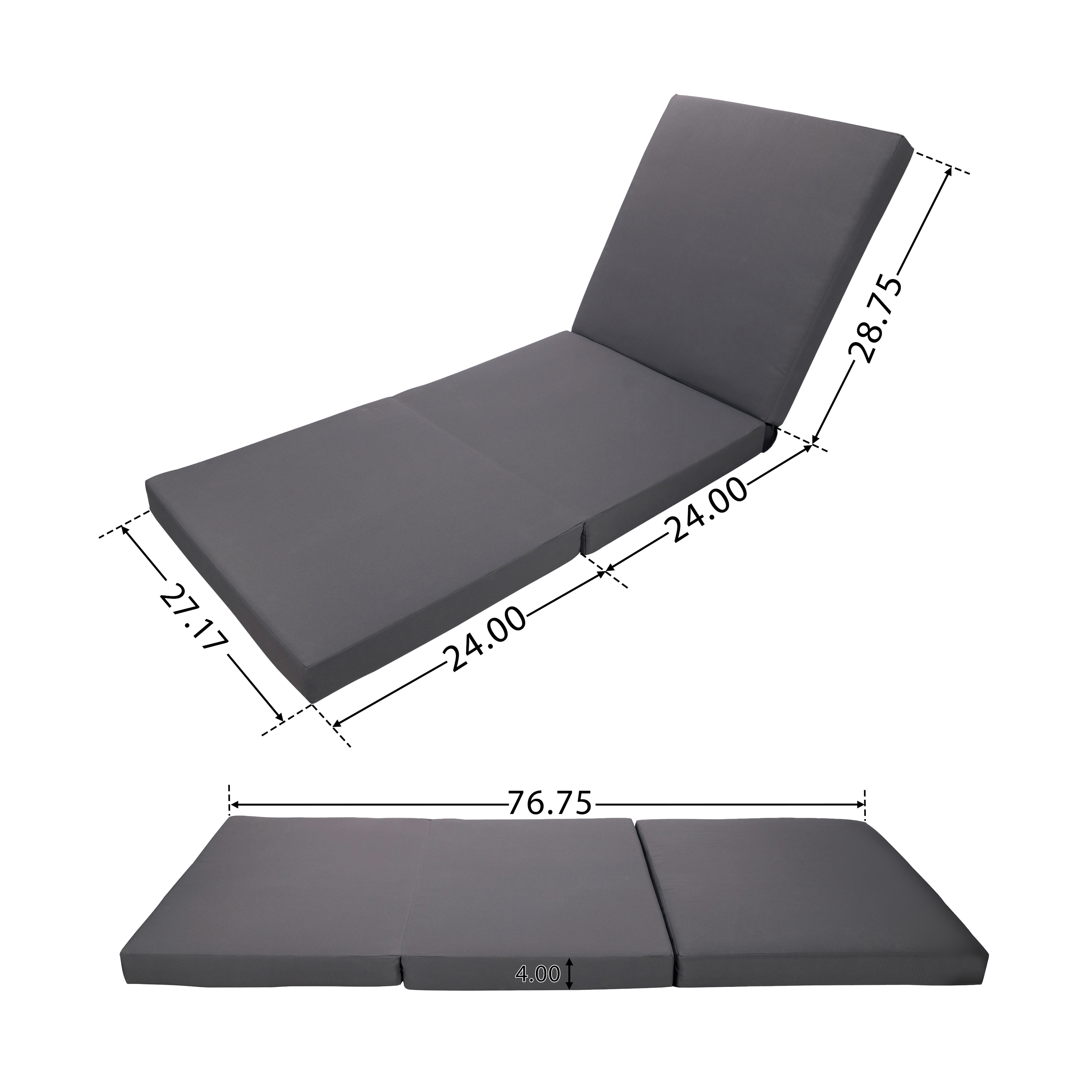 GRAY BROADWAY/IAN CHAISE LOUNGE CUSHION (TRIPLE FOLDS)