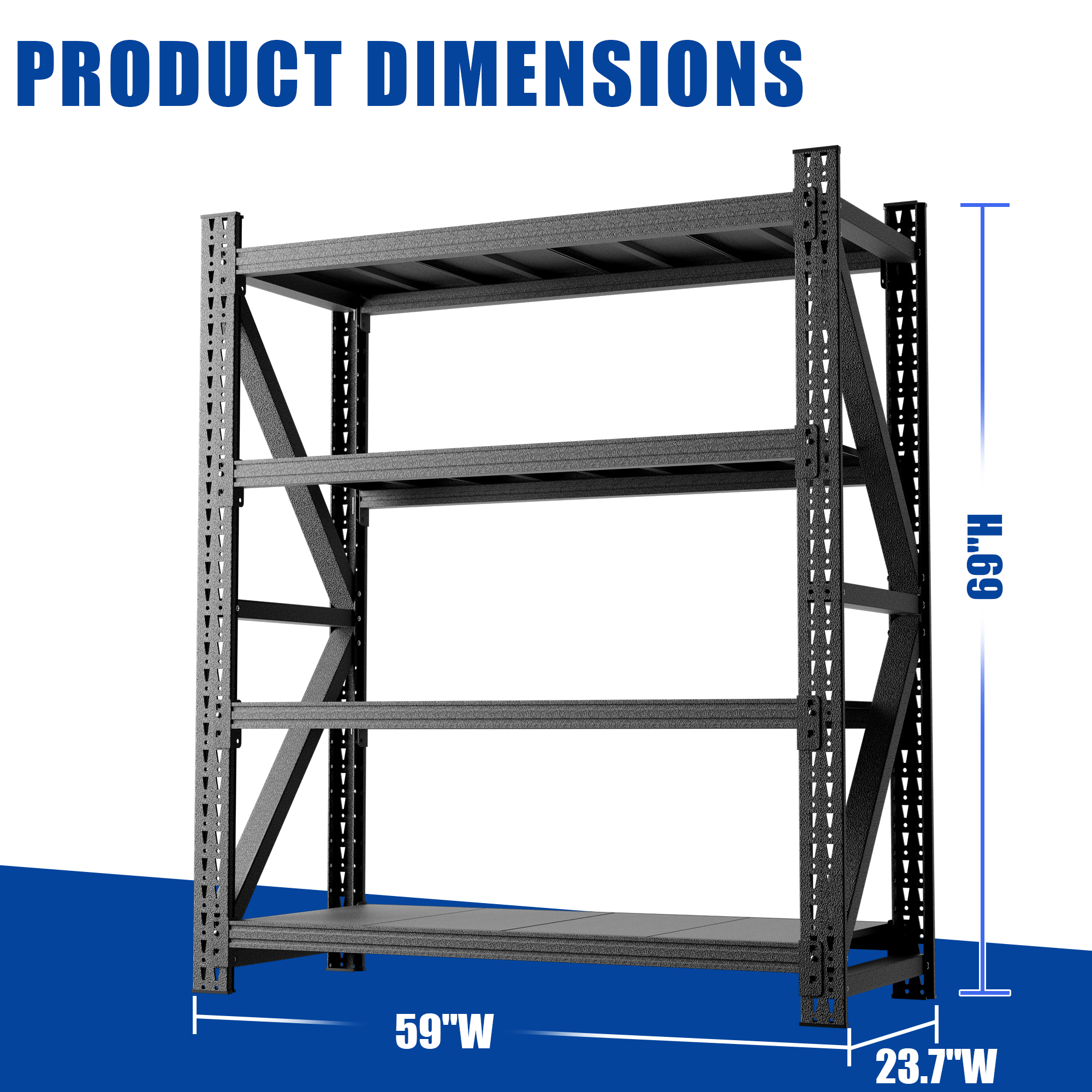 Heavy Duty Metal Adjustable Garage Shelves, 4000LBS Storage Rack (69