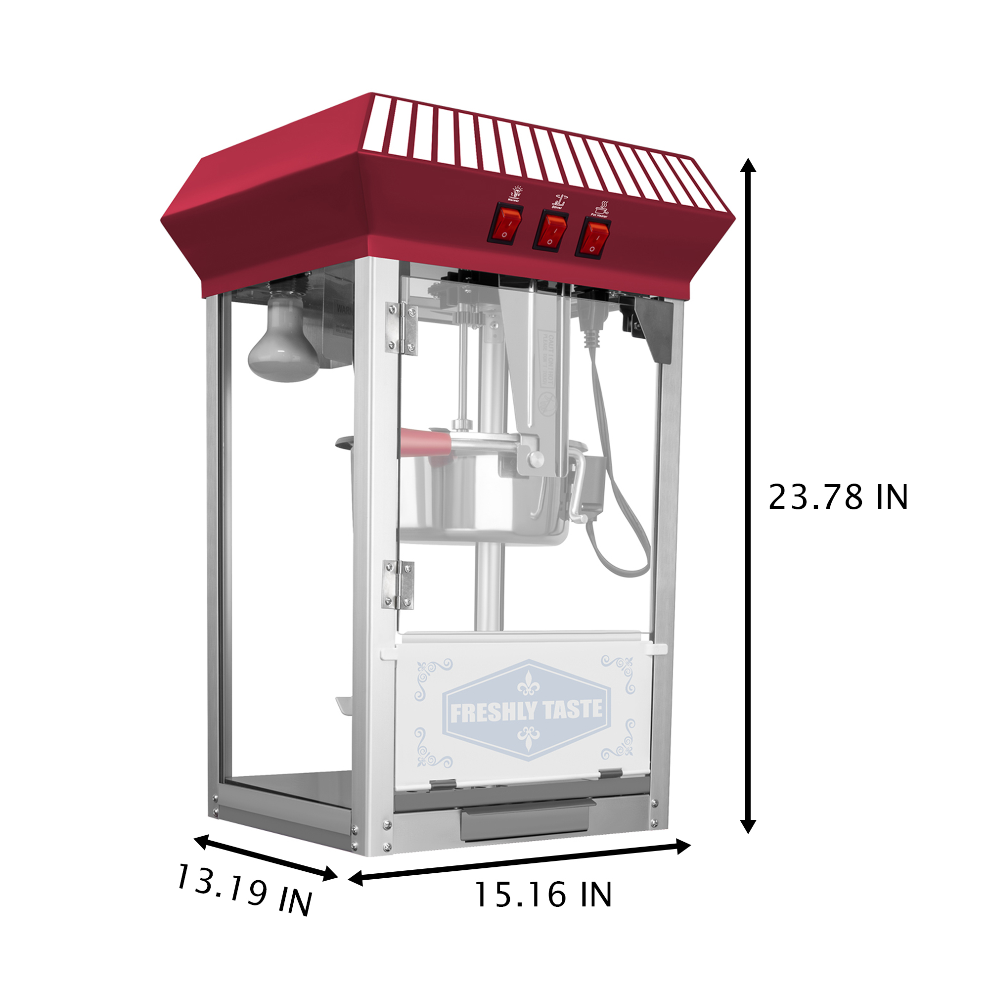Commercial Popcorn Maker Machine,12 Ounce Kettle Stainless Steel Commercial Popcorn Machine with Tempered Glass,Warming Deck, 800W Countertop Popcorn Popper for Parties XH-P828