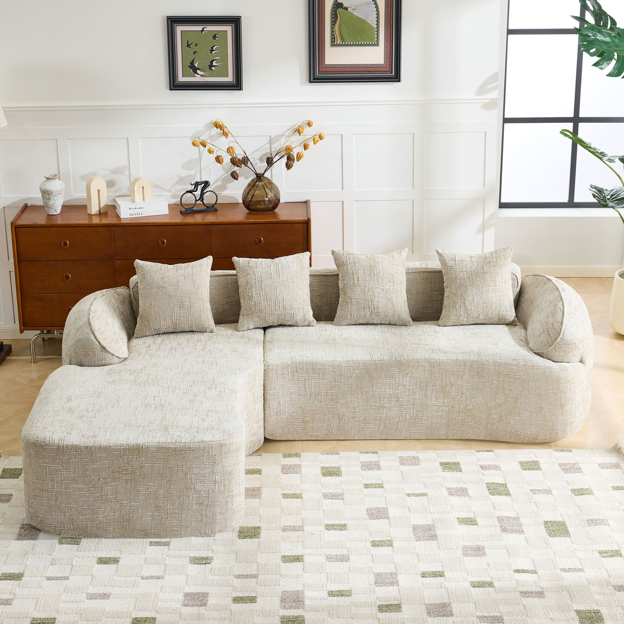 Modular Foam+Spring Light Khaki Sofa -  - Perfect for Patio, Lawn, Poolside & Garden