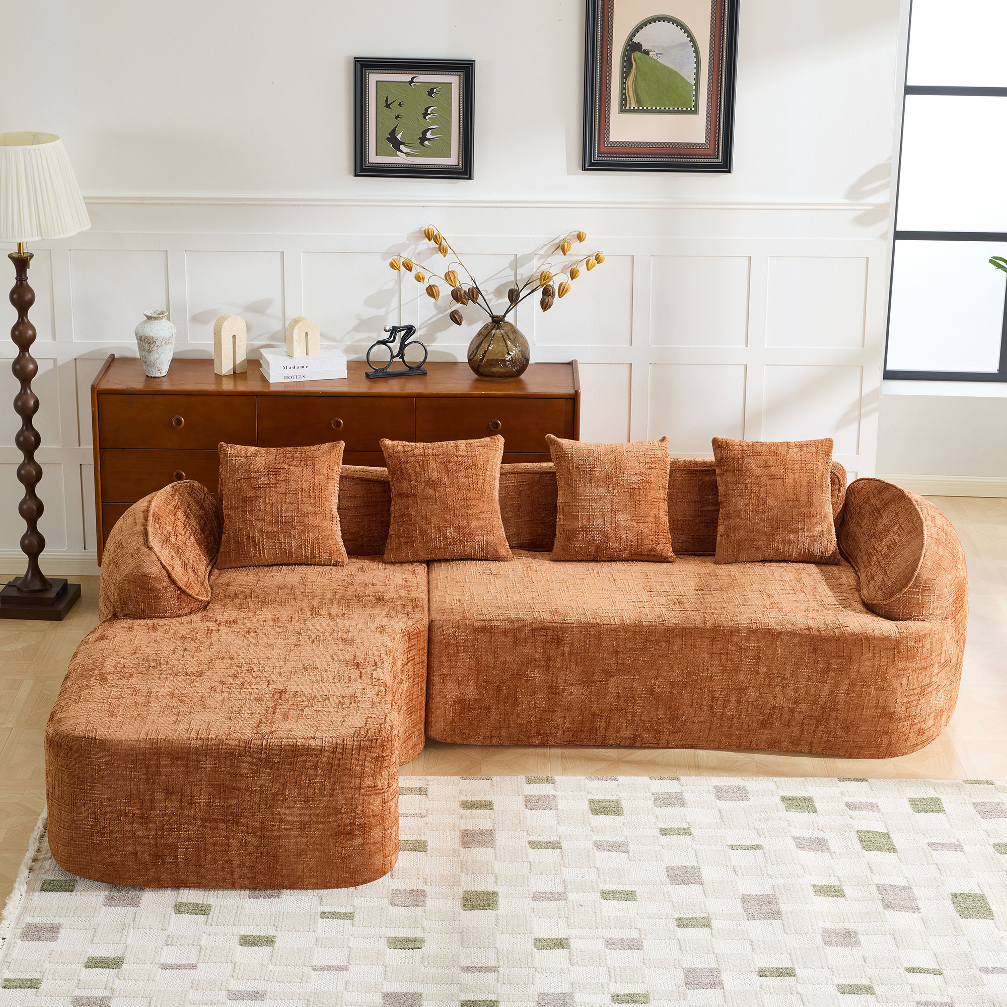 Modular Foam+Spring Orange Sofa -  - Perfect for Patio, Lawn, Poolside & Garden