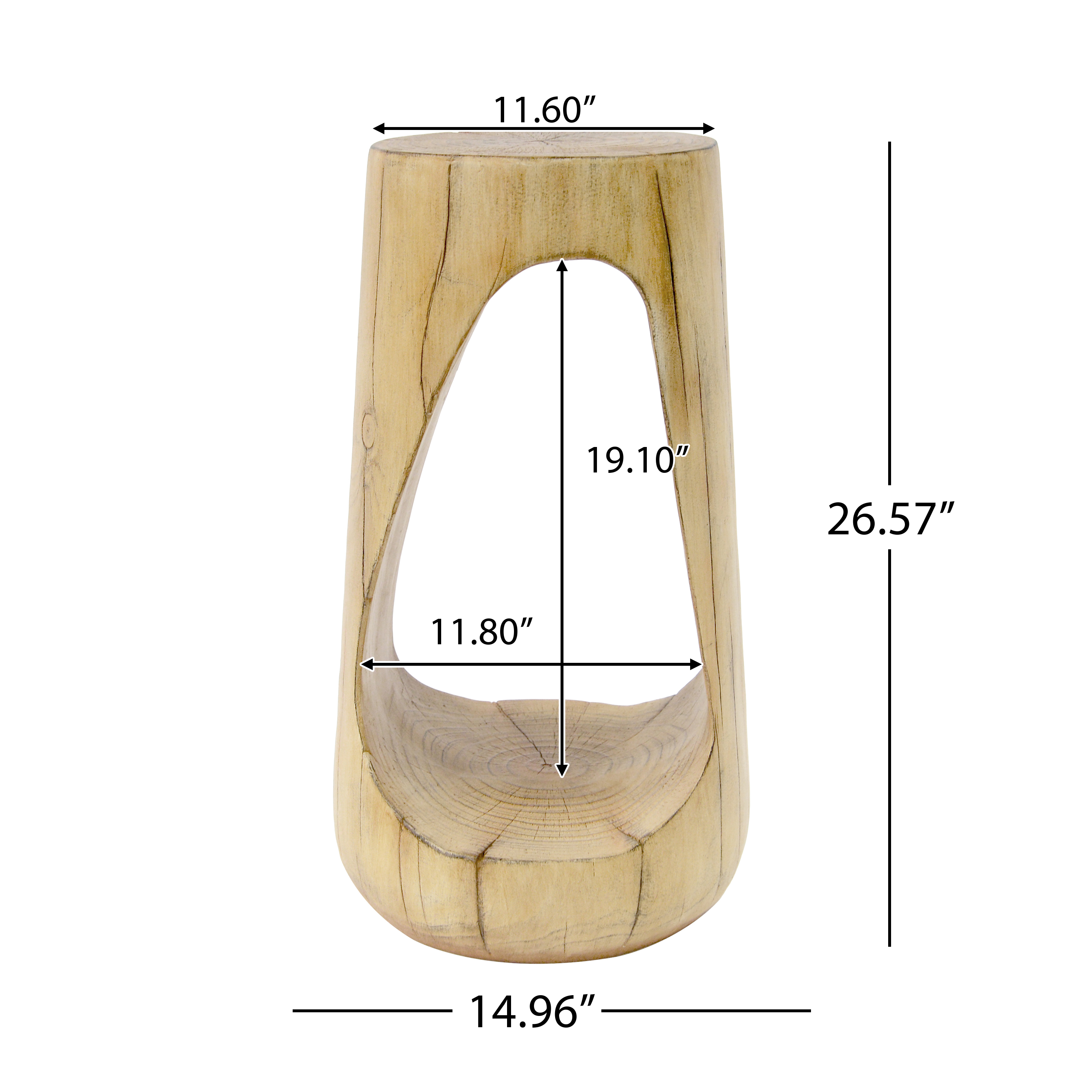 Outdoor Side Table,Hollow Design End Table,Patio Garden Stool Table,Decorative Accent Table for Patio Balcony Beach Pool Side,Lightweight Concrete,Wood Like Texture,Natural Color