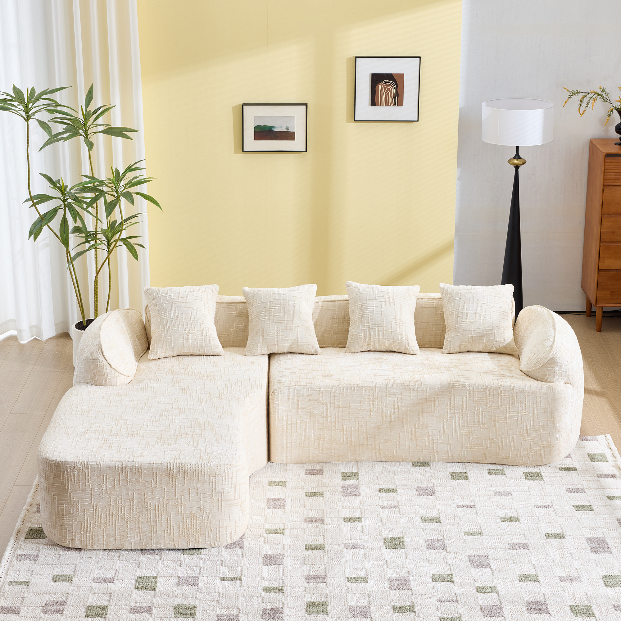 Modular Foam+Spring Beige Sofa -  - Perfect for Patio, Lawn, Poolside & Garden