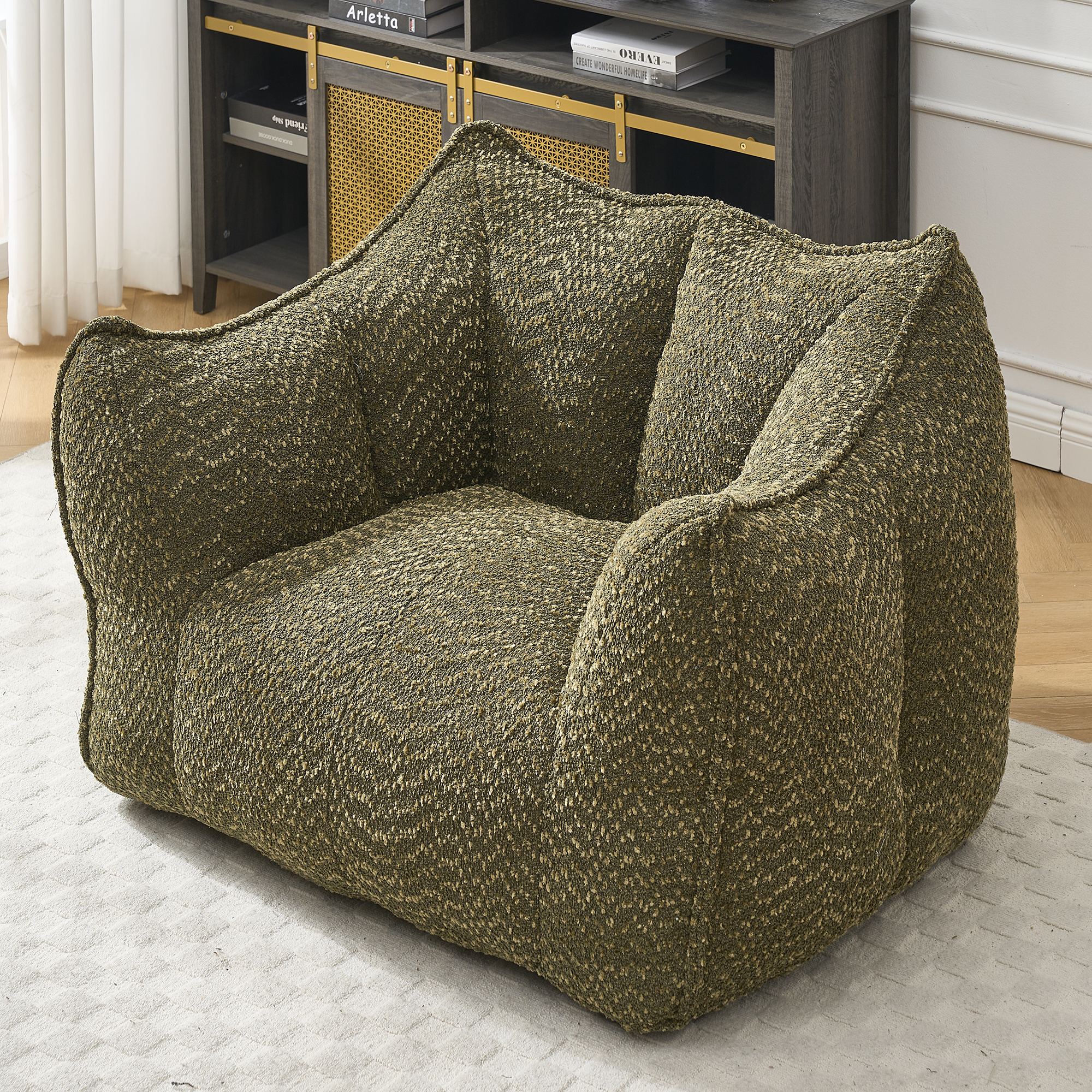 Sofa chairs with highly resilient foam for living rooms and bedrooms, comfortable square lazy sofas, sofas for adults to play, read and watch TV