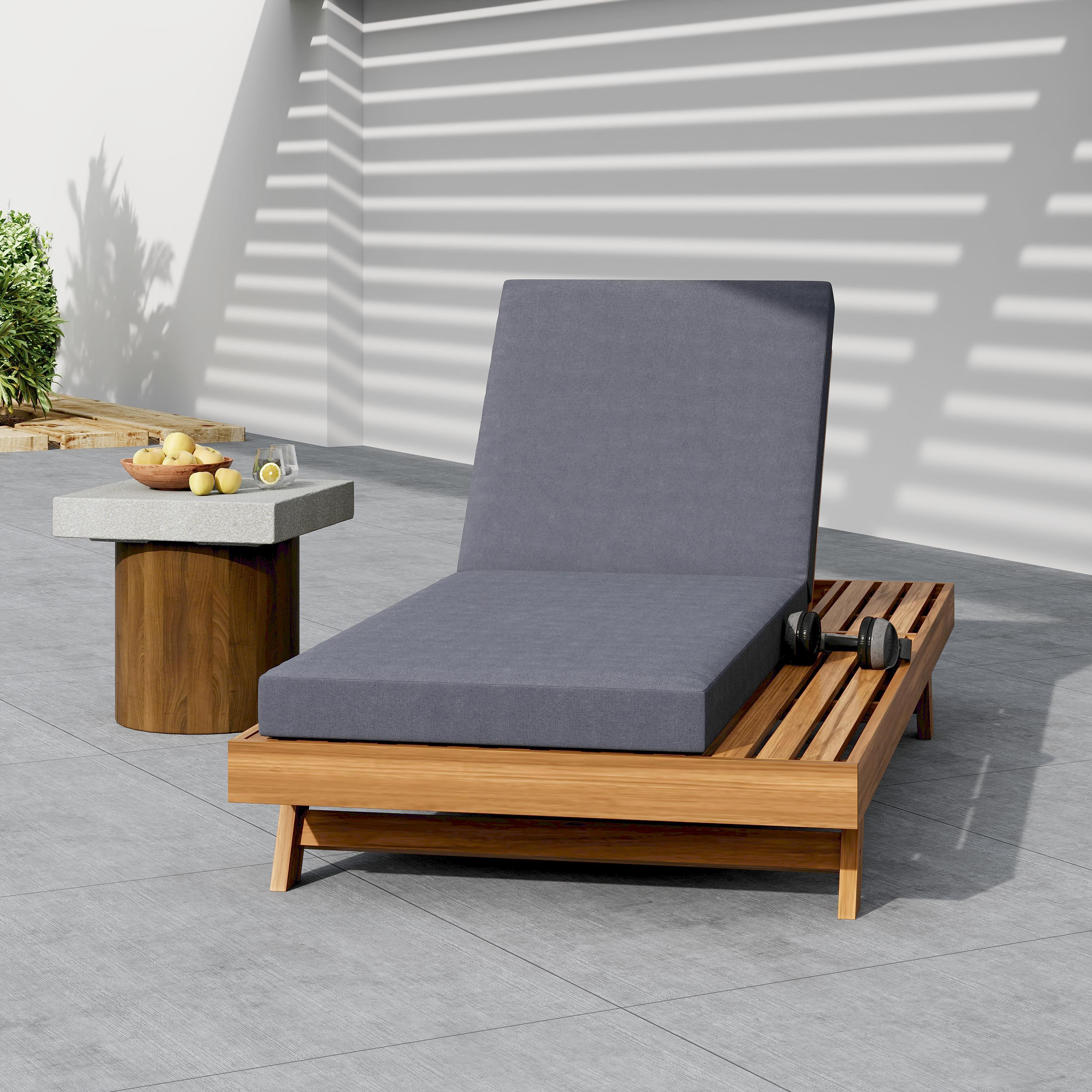 Chaise Lounge Cushion - Standard Size , Dark Gray,Teak - Water-Resistant Fabric with Foam Padding, Replacement Cushion for Outdoor Patio Furniture