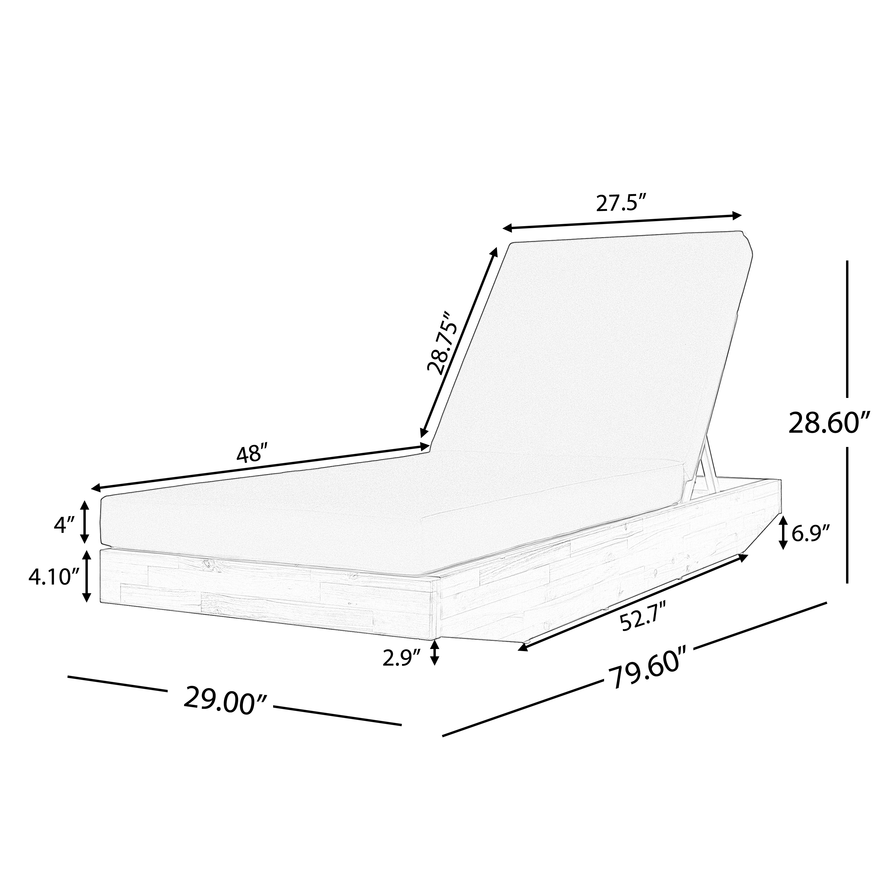 Chaise Lounge Cushion - Standard Size , Cream,Teak - Water-Resistant Fabric with Foam Padding, Replacement Cushion for Outdoor Patio Furniture