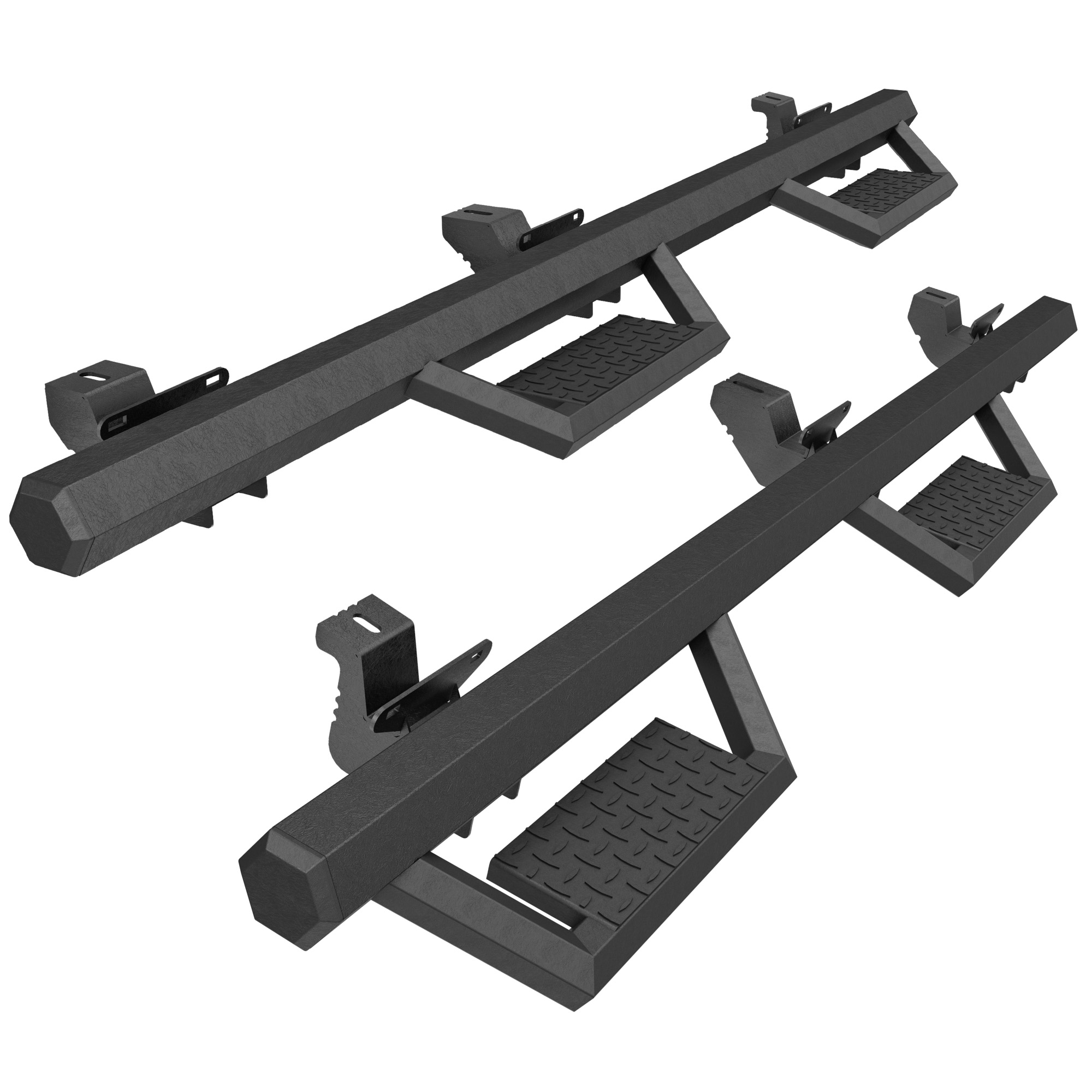 Two Stairs Running Boards Side Steps For 07-18 Jeep Wrangler JK Heavy Duty Steel