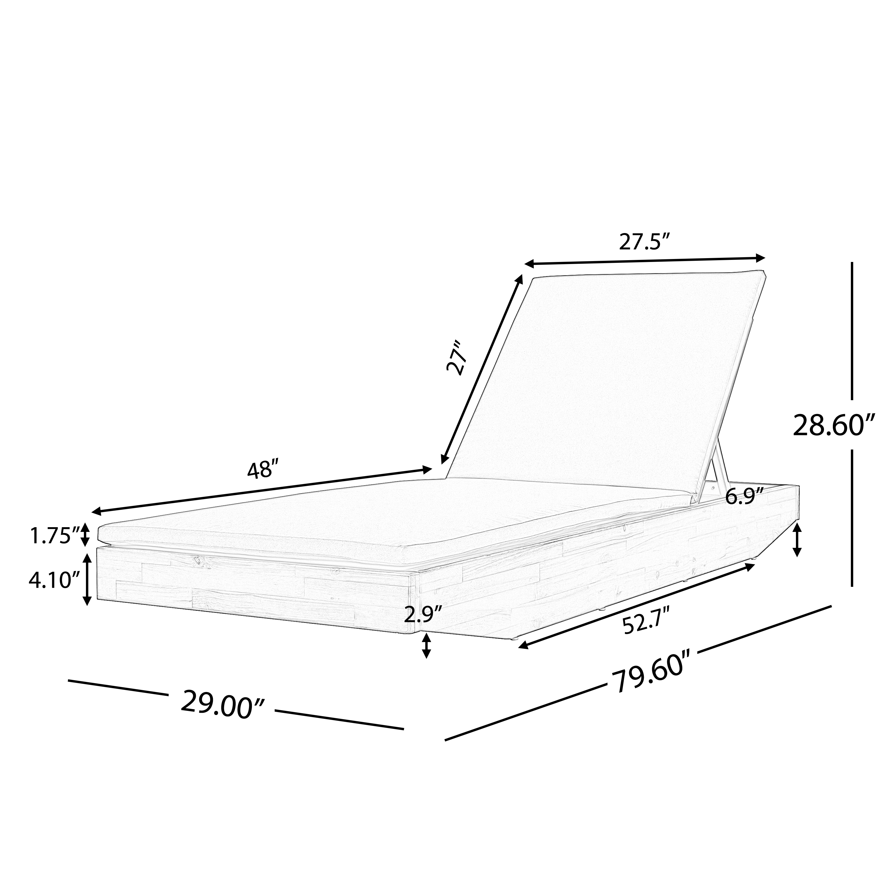 Chaise Lounge Cushion - Standard Size , Cream,Teak - Water-Resistant Fabric with Foam Padding, Replacement Cushion for Outdoor Patio Furniture