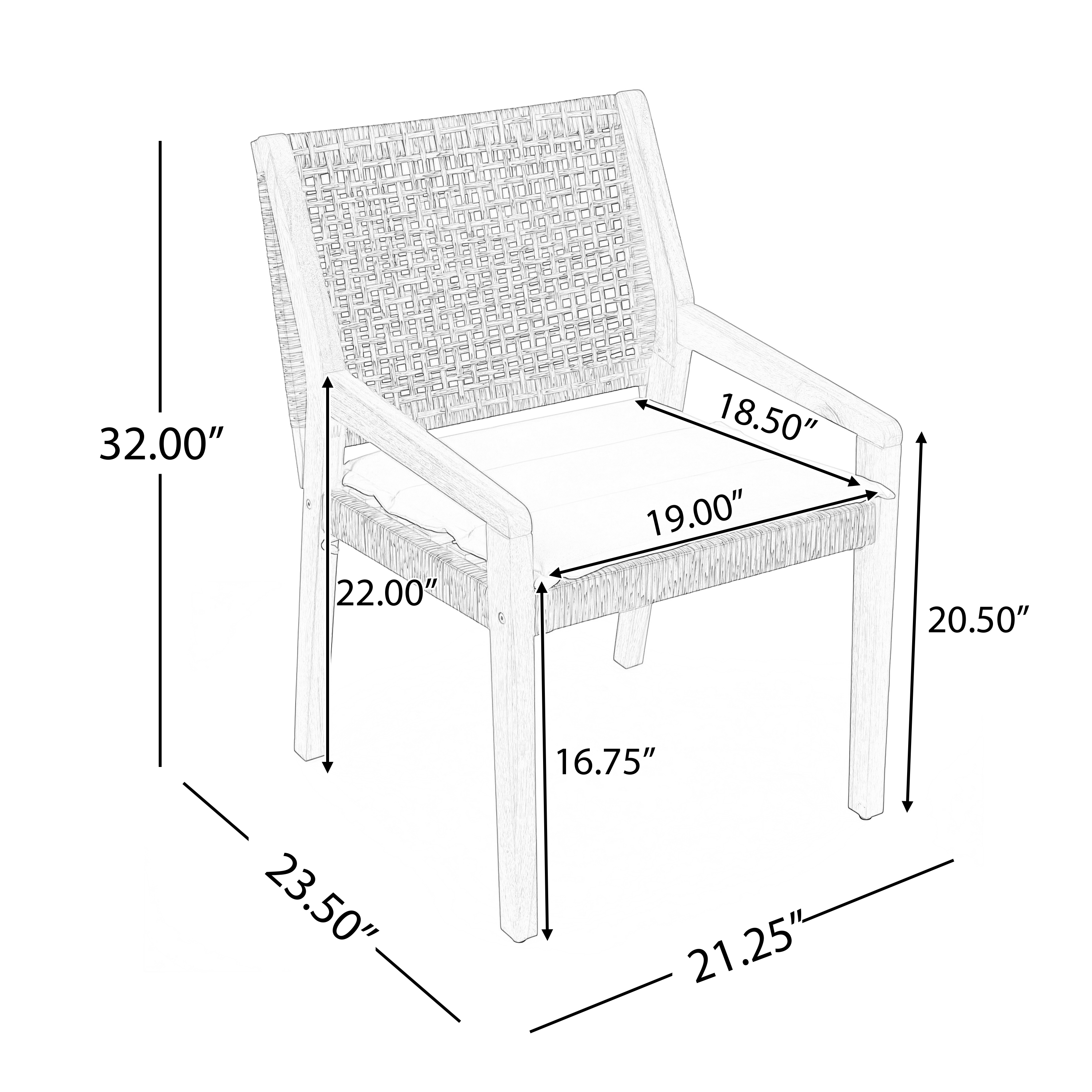Acacia Wood,Iron,Wicker Teak Outdoor Seating - Solid Acacia Wood Frame - Perfect for Patio, Lawn, Poolside & Garden