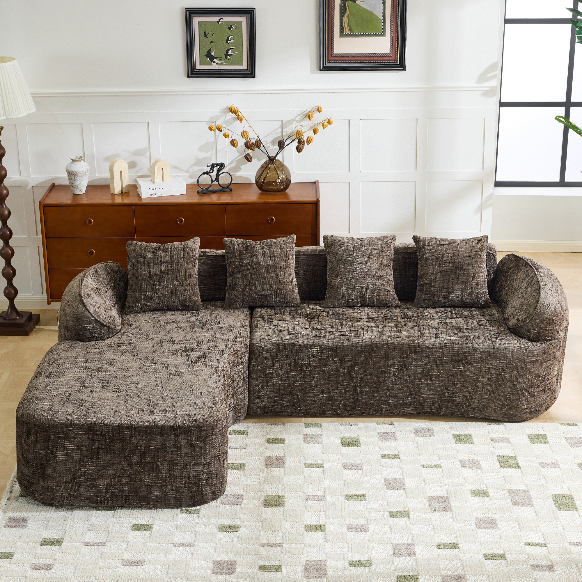 Modular Foam+Spring Brown Sofa -  - Perfect for Patio, Lawn, Poolside & Garden