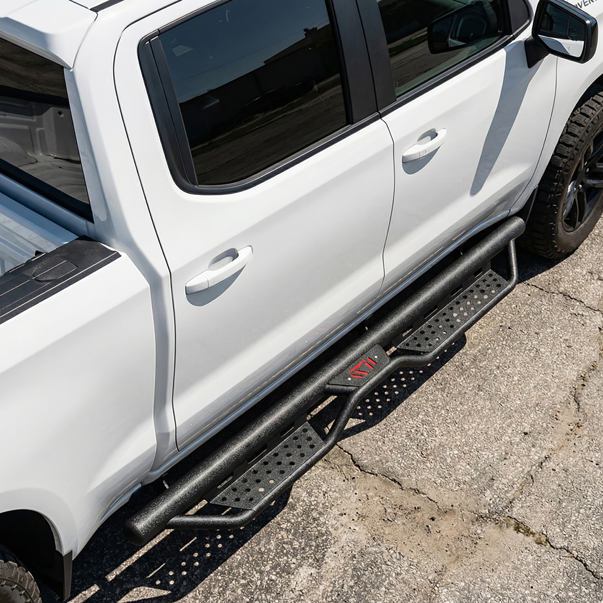Two Stairs Running Board Compatible with 2007-2018 Chevy Silverado GMC Sierra 1500; 2007-2019 2500 HD 3500HD; 2019 LD/Limited  Crew Cab Drop Step Side Step Nerf Bars