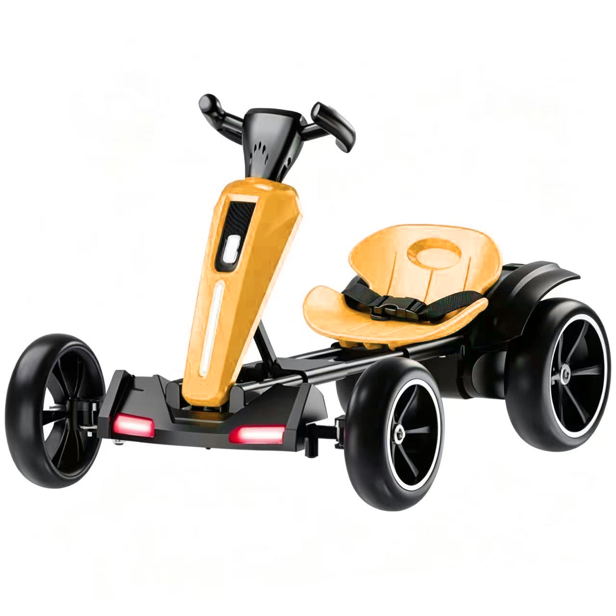 12V electric Kids Pedal Go Kart, Folder Go Kart, Outdoor Ride on Toy with Adjustable Seat, 4 Non-Slip EVA Wheels for Boys and Girls For Age 3-6 Years Old (Yellow)