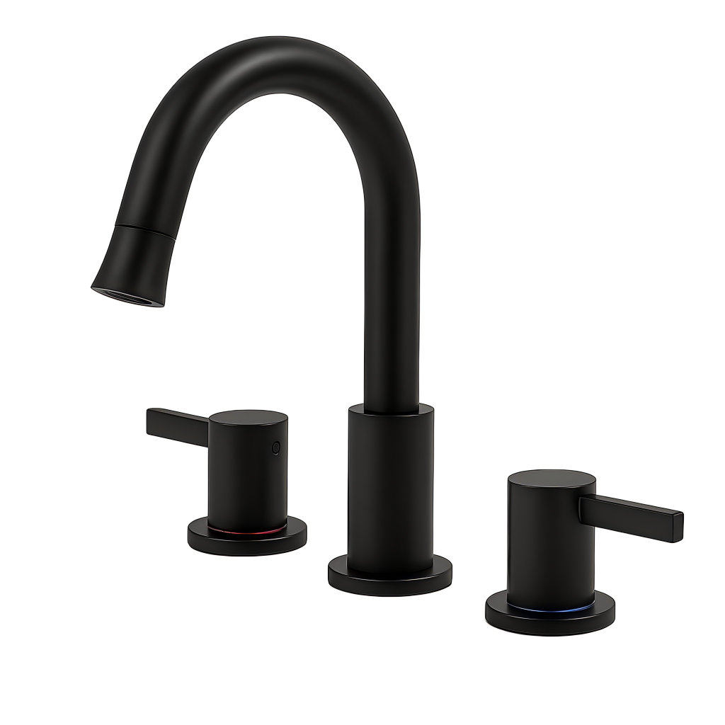 8-Inch Widespread Bathroom Faucet, 2-Handle 3-Hole with 360° Pull-Down Sprayer and Pop-Up Drain, Brushed Nickel