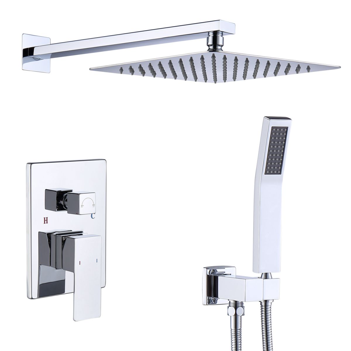 Shower System Shower Faucet Combo Set Wall Mounted with 12