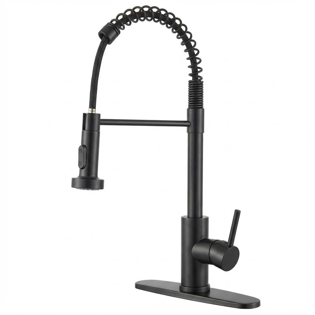 Kitchen Faucet with Pull Down Sprayer Industrial 1 Handle 1 Hole Faucet for Farmhouse Camper Laundry Utility Rv Wet Bar Sinks, Stainless Steel, Brushed Nickel