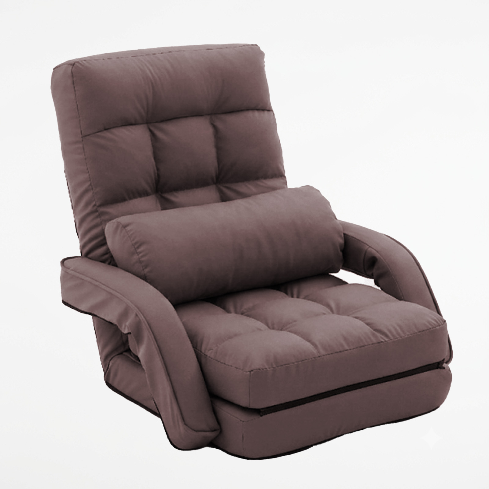 Floor Chair, Floor Gaming Chair with 14 Adjustable Position&Back Support, Folding Lounge Chair with Armrest for Adults, Lazy Sofa Lounger with Comfy Cushion for Living Room,Bedroom,PU,Coffee
