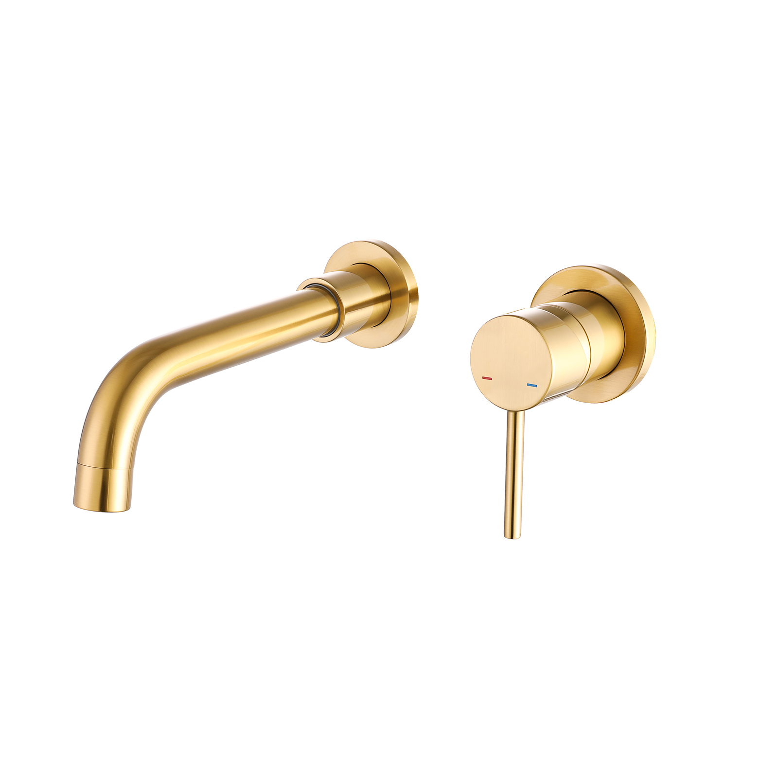 Wall Mount Faucet for Bathroom Sink or Bathtub, Single Handle 2 Holes Brass Rough-in Valve Included, Matte Black