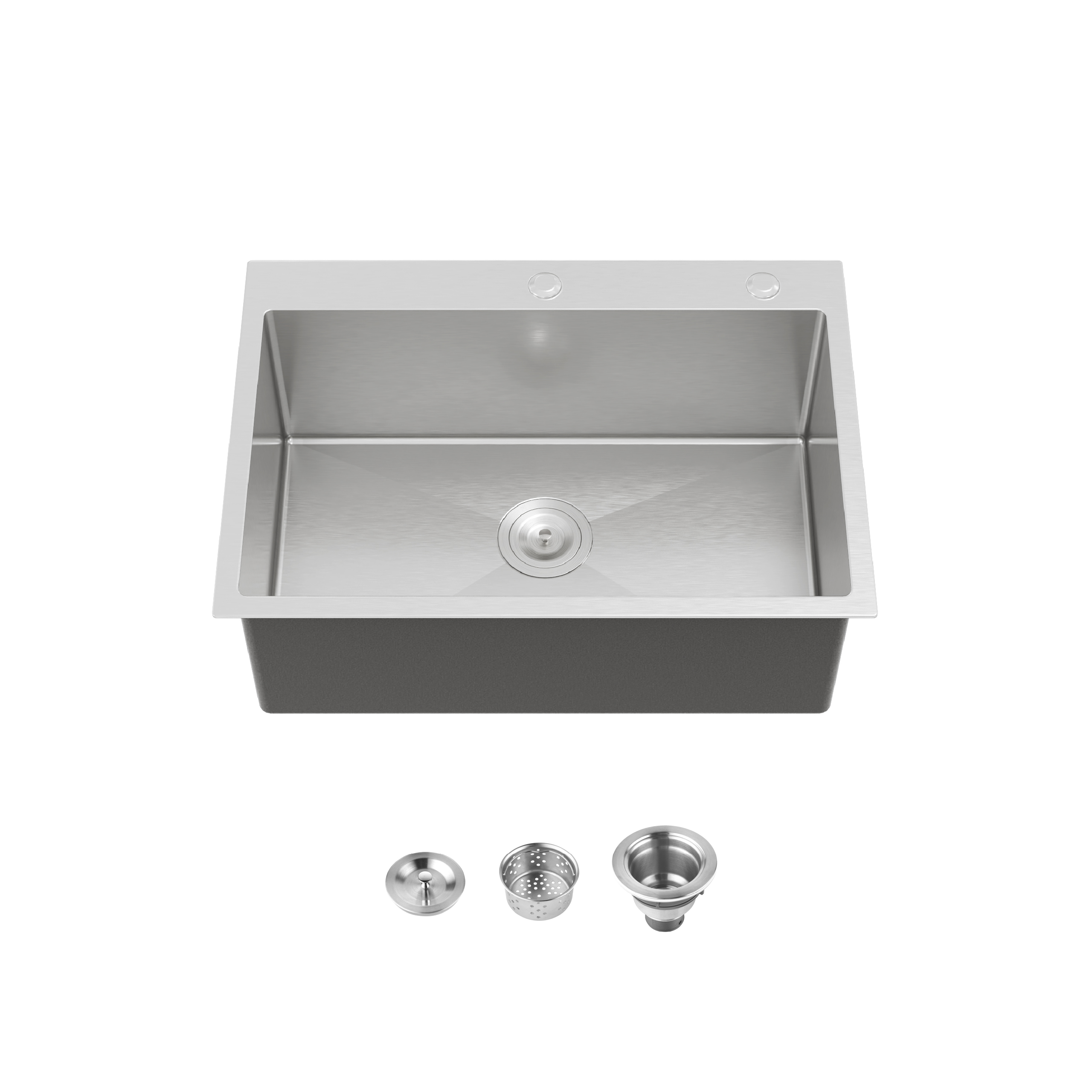 Stainless Steel Kitchen Sink, 27″x19″ Single Bowl, Overmount Handmade Sink in Black, with US Standard Drain and Hook