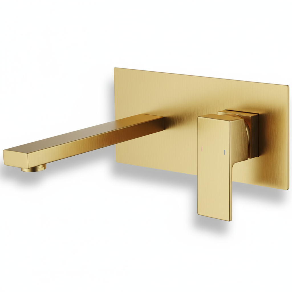 Wall Mount Faucet for Bathroom Sink or Bathtub, Single Handle2 Holes Brass Rough-in Valve Included, Brushed Nickel