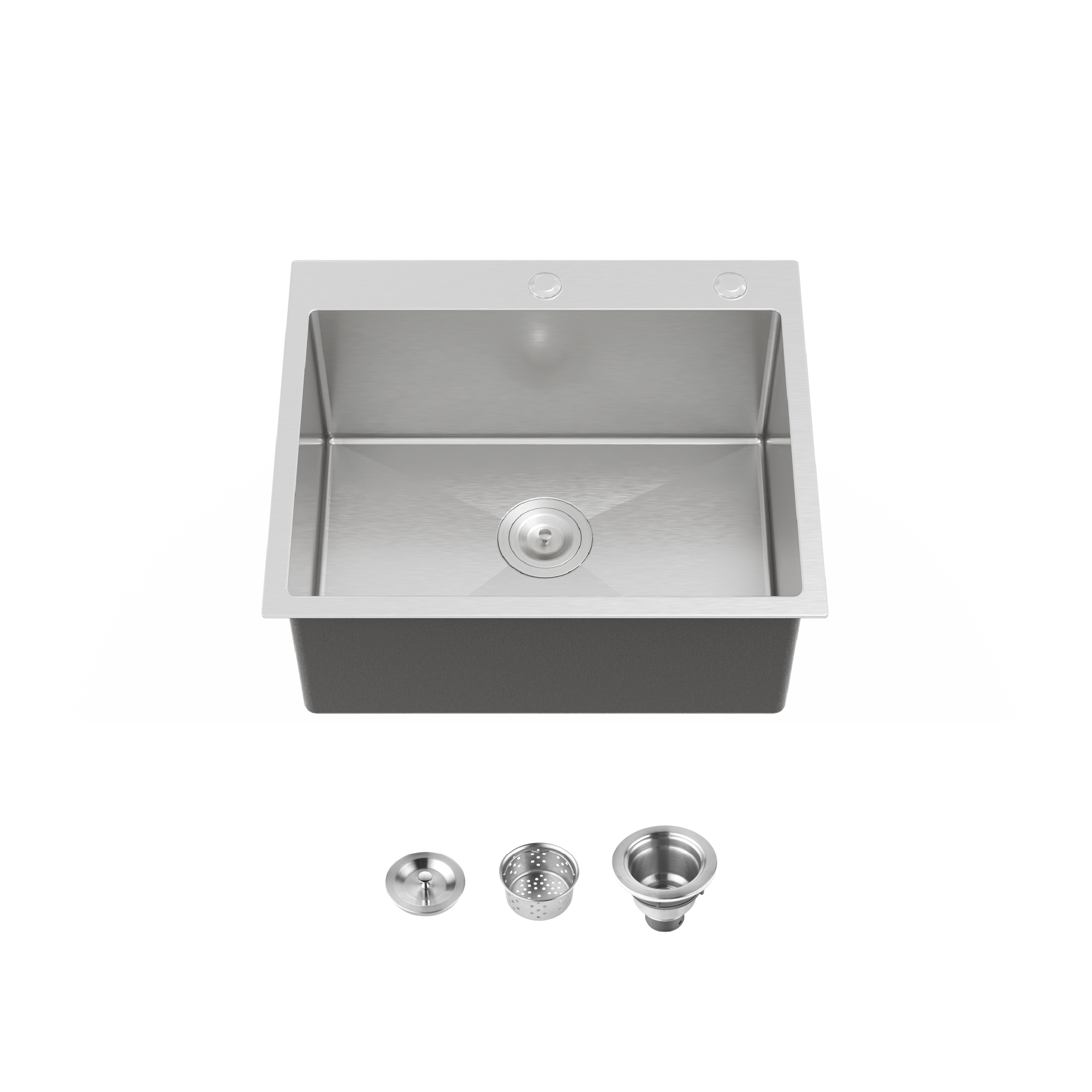 Stainless Steel Kitchen Sink, 23″x19″ Single Bowl, Overmount Handmade Sink in Black, with US Standard Drain and Hook