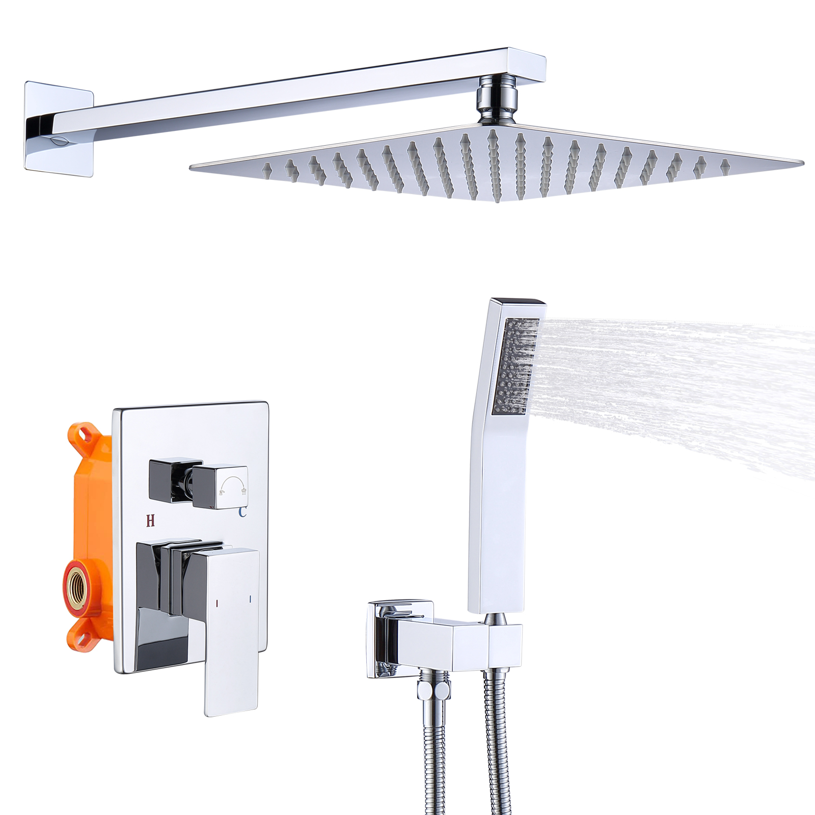 Shower System Shower Faucet Combo Set Wall Mounted with 10