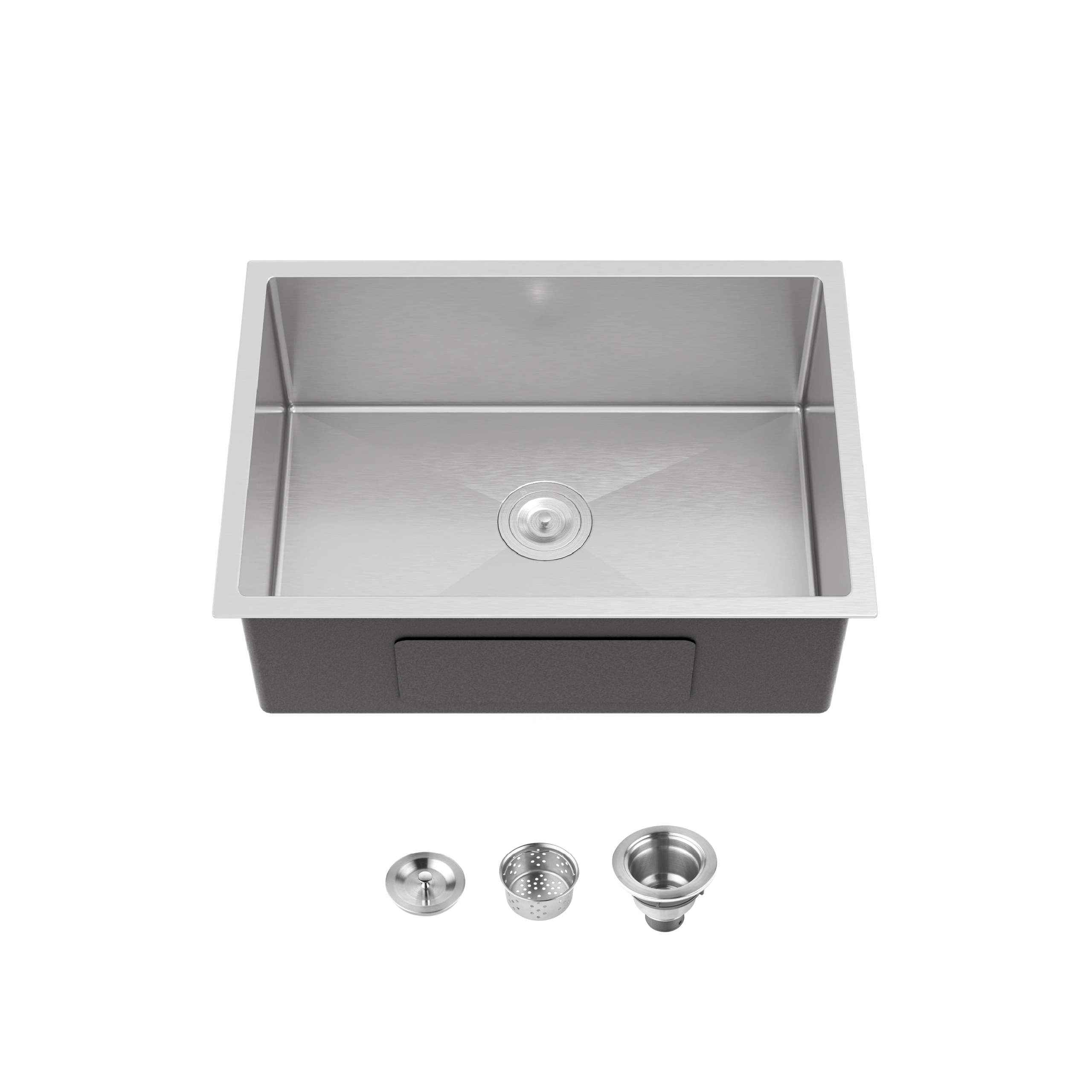 Stainless Steel Kitchen Sink, 27″x19″ Single Bowl, Undermount Handmade Sink in Black, with US Standard Drain and Hook