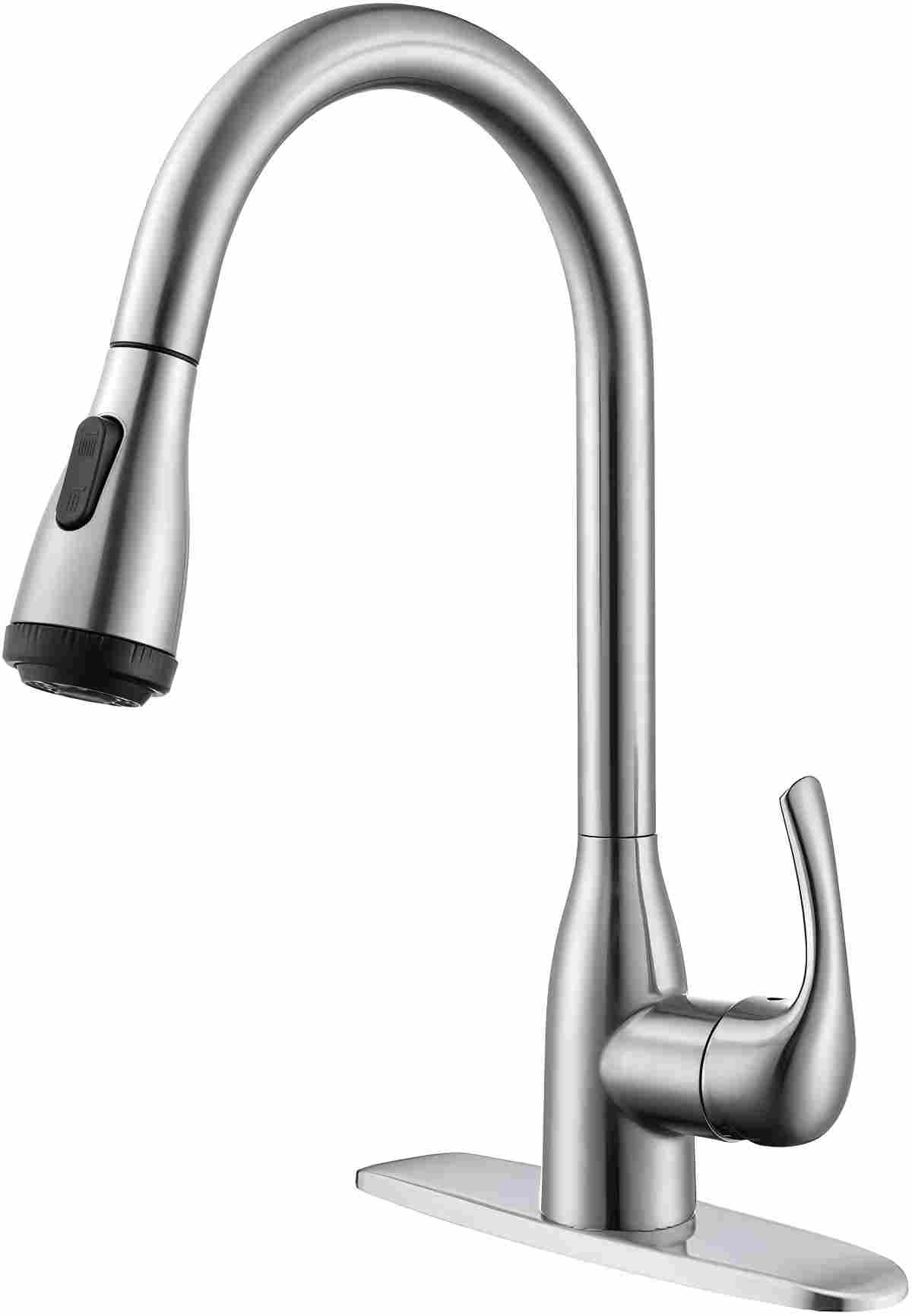 Single Handle High Arc Matte Black Pull Out Kitchen Sink Faucet with 4 Spraying Modes,Single Level Stainless Steel with Pull Down Sprayer