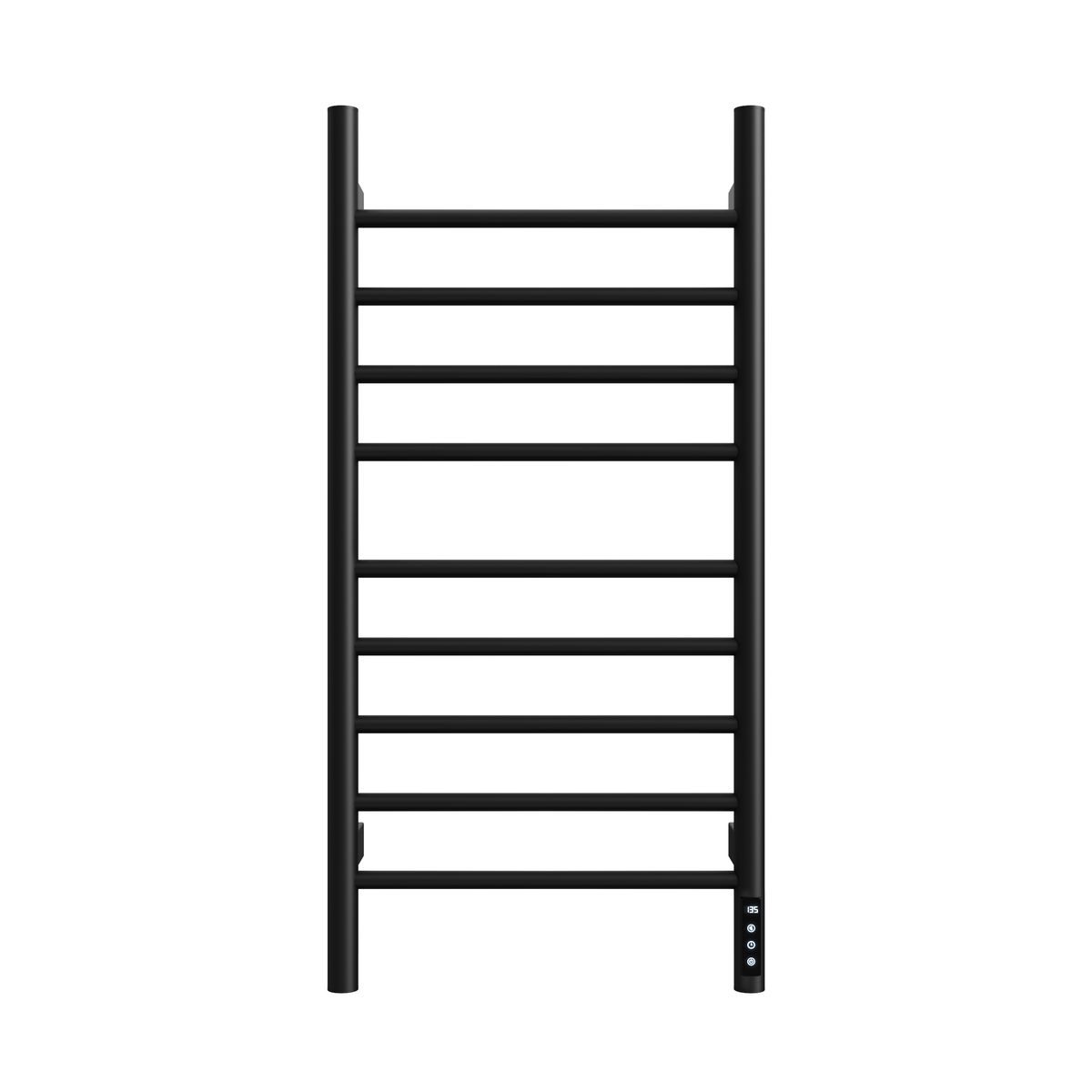 Black Heated Towel Rack for Bathroom,Wall Mounted with Intelligent Touch Screen Timer, 9-Bar Towel Warmer, 304 Stainless Steel Polished, Plug-in/Hard-Wired