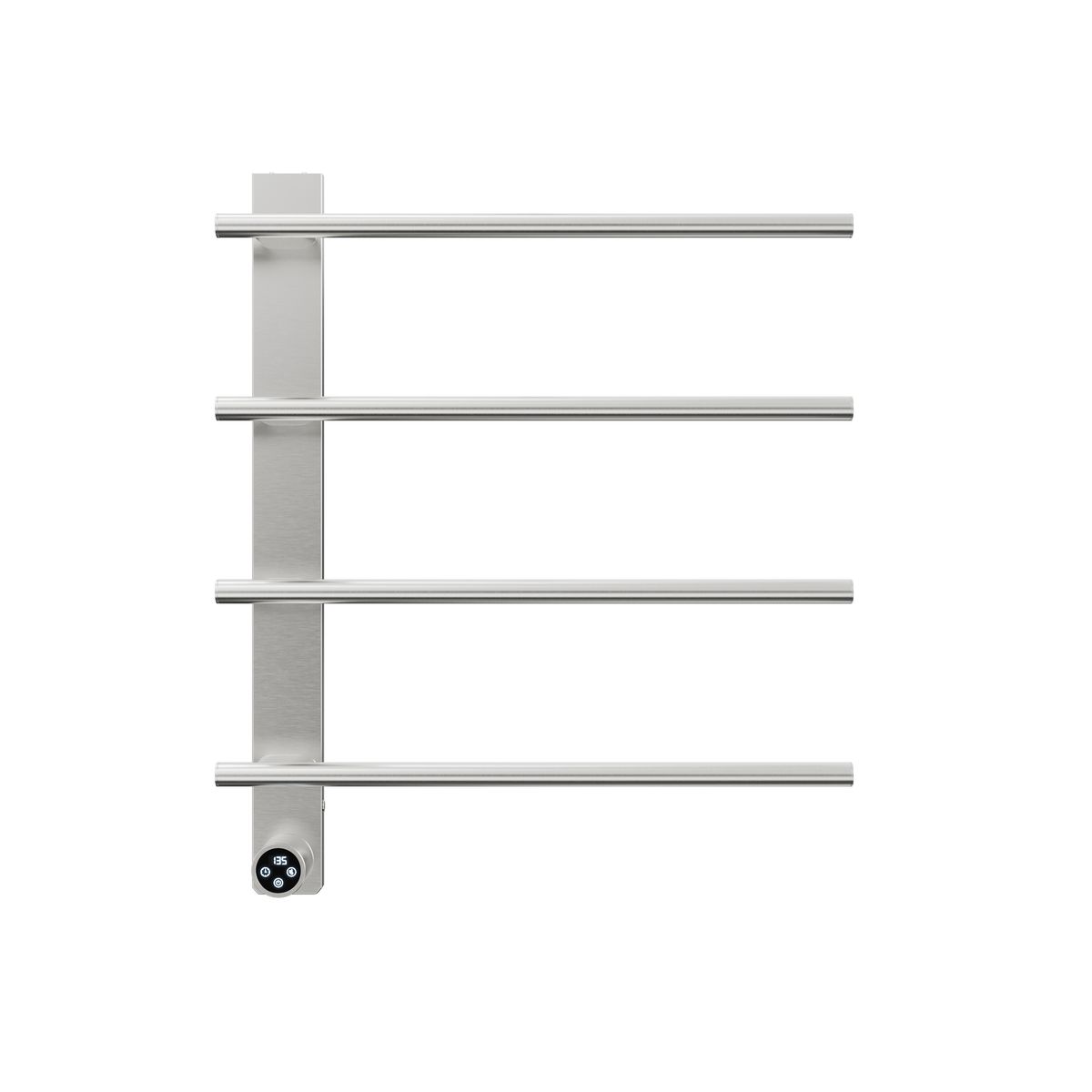 Brushed Nickel Heated Towel Rack for Bathroom,Wall Mounted with Intelligent Touch Screen Timer, 4-Bar Towel Warmer, 304 Stainless Steel Polished, Plug-in/Hard-Wired