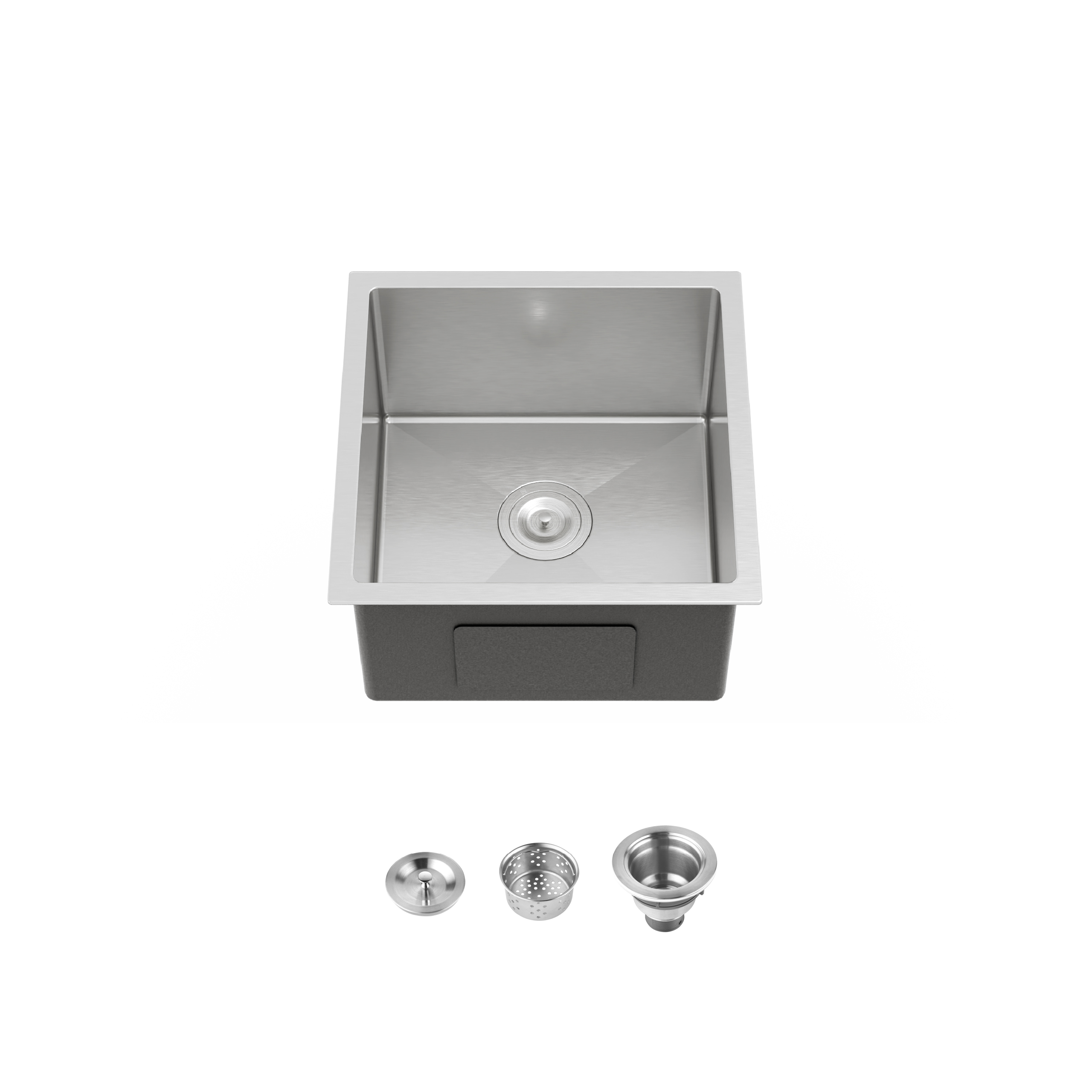 Stainless Steel Kitchen Sink, 18″x18″ Single Bowl, Undermount HandmadeSink in Black, with US Standard Drain and Hook