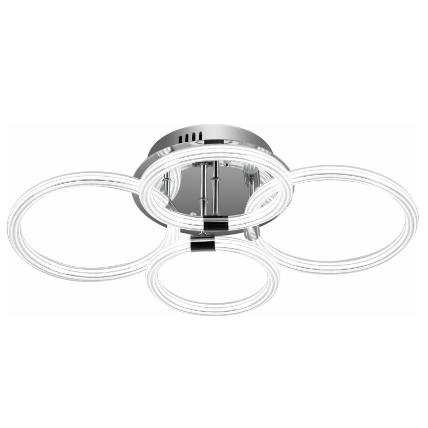 Modern LED Ceiling Light, Flush Mount Ceiling Light with Dimmable Remote Control, 6Rings Acrylic Ceiling Light Fixture for Bedroom, Living Room, Kitchen, Office Lamps (4 heads)